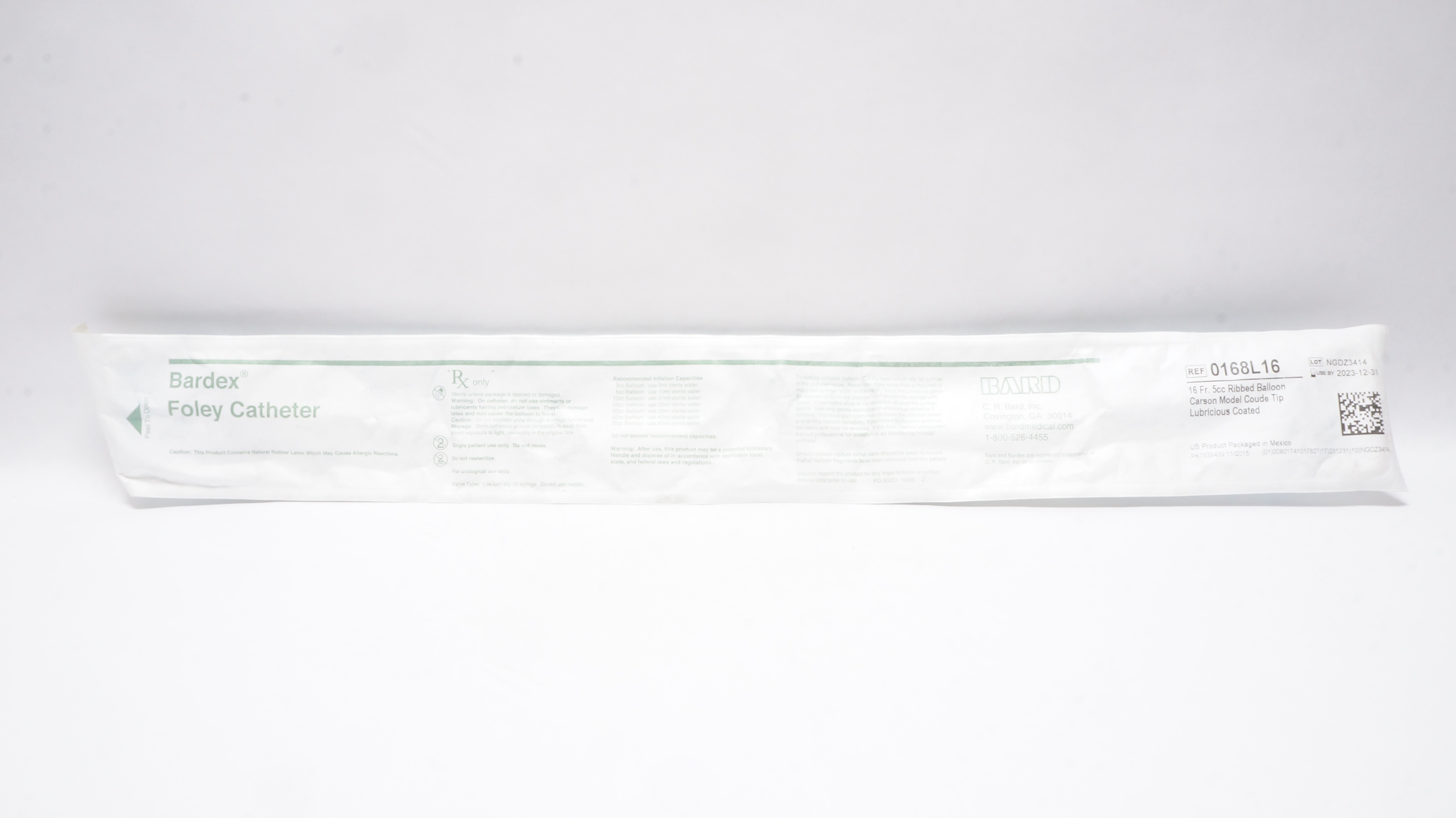 Bard 0168L16 Bardex Foley Cath. 5cc Balloon 16Fr. (x)