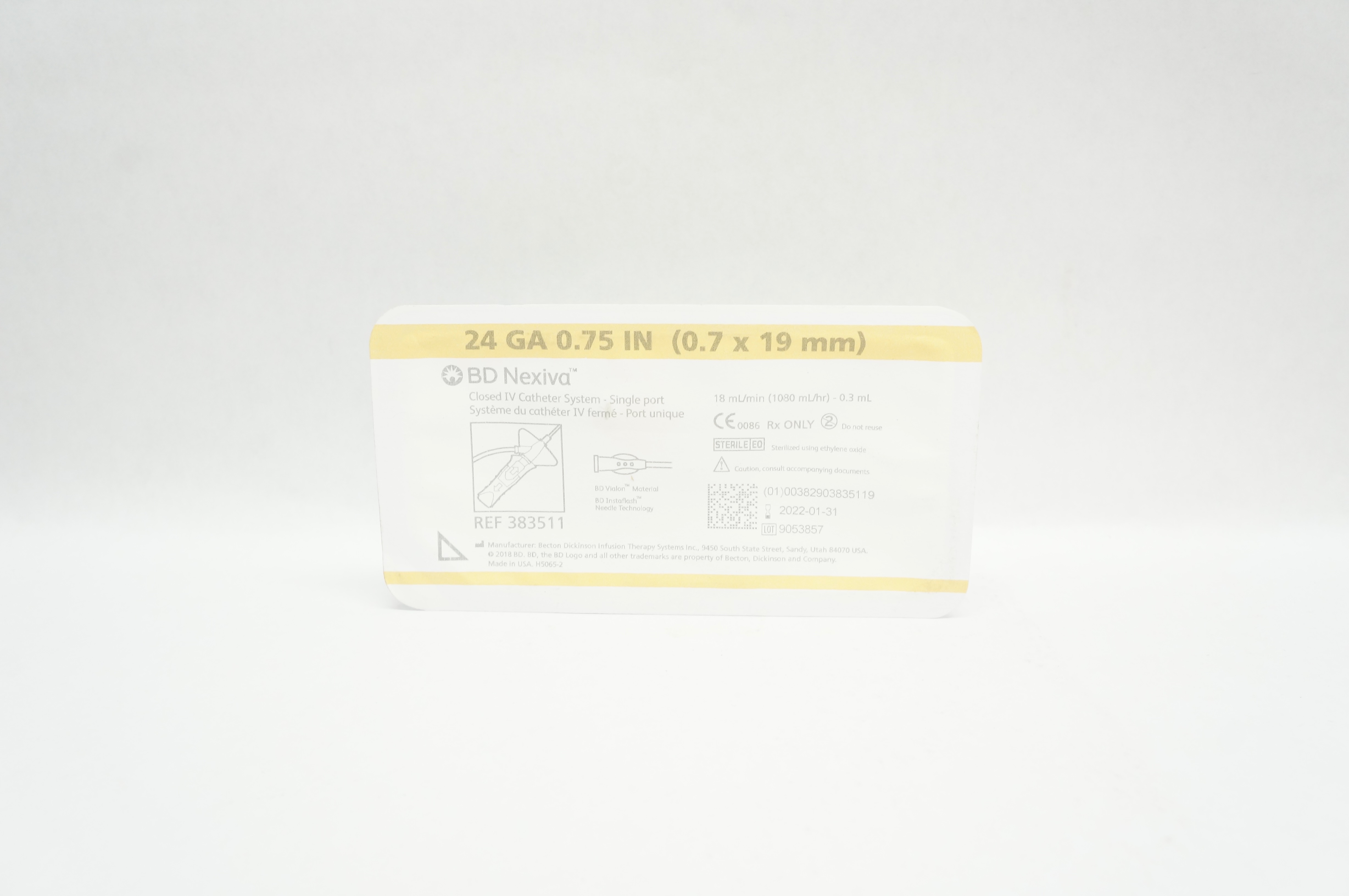 BD 383511 Nexiva Closed IV Cath. System-Single Port 24GA x 0.75inch (x)
