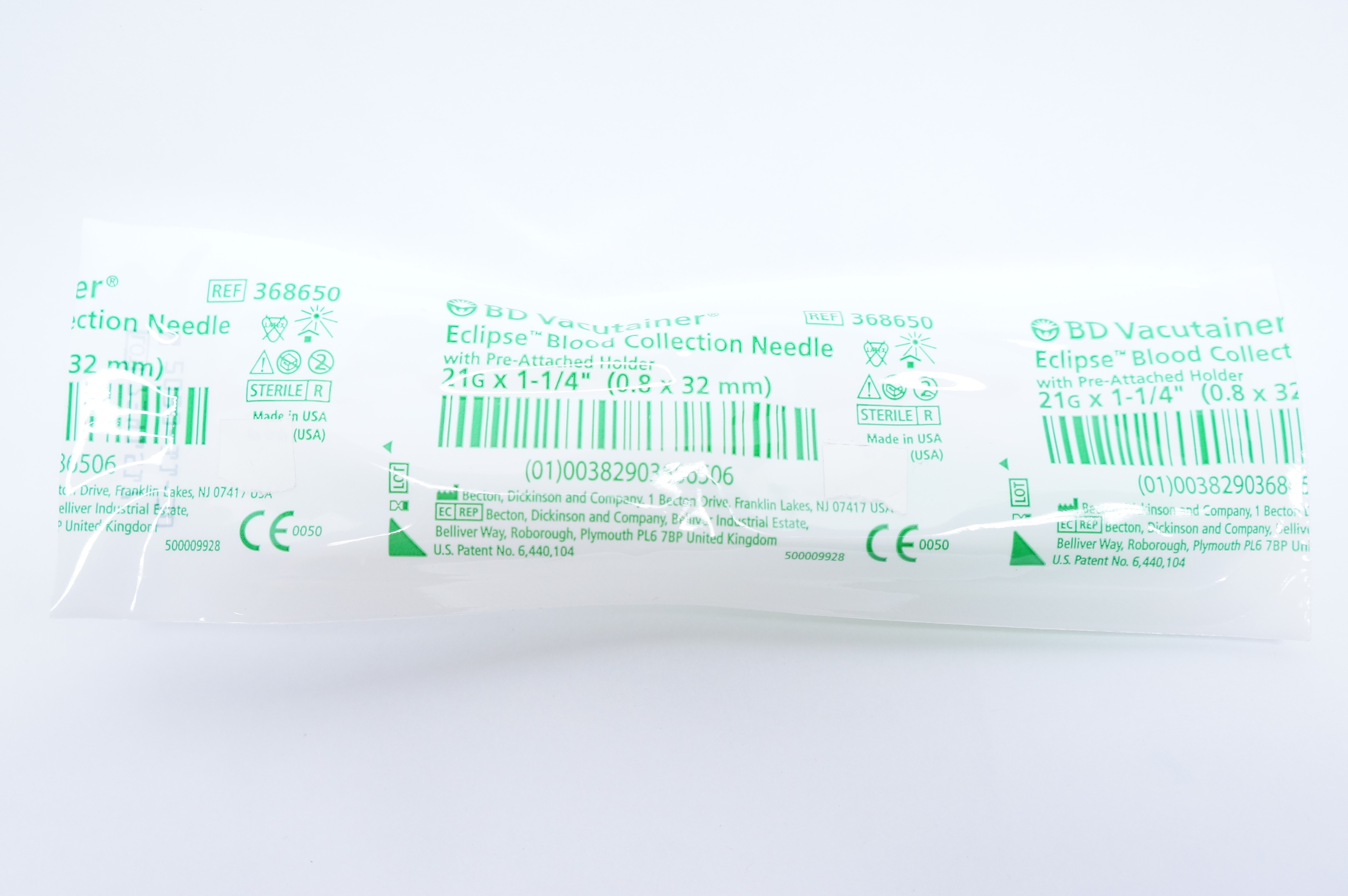BD 368650 Vacutainer Eclipse Blood Collection Ndle 21G x 1-1/4inch
