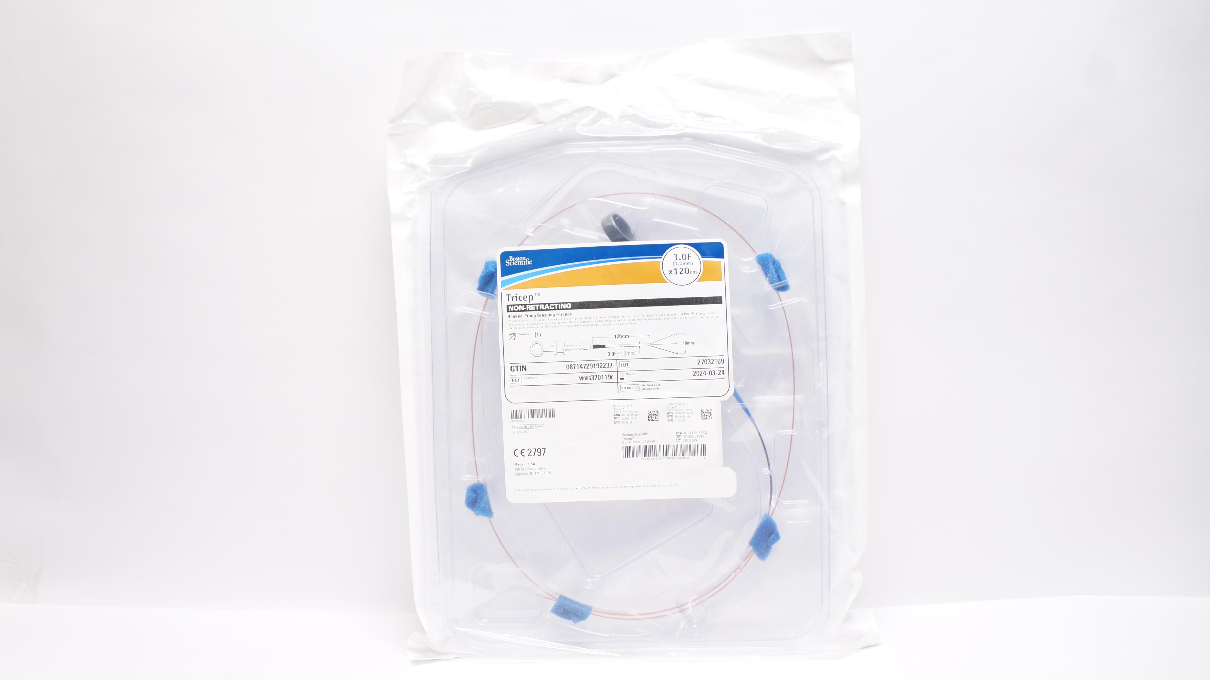 Boston Scientific M0063701190 Tricep Non-Retracting Forceps 3.0F x 120cm