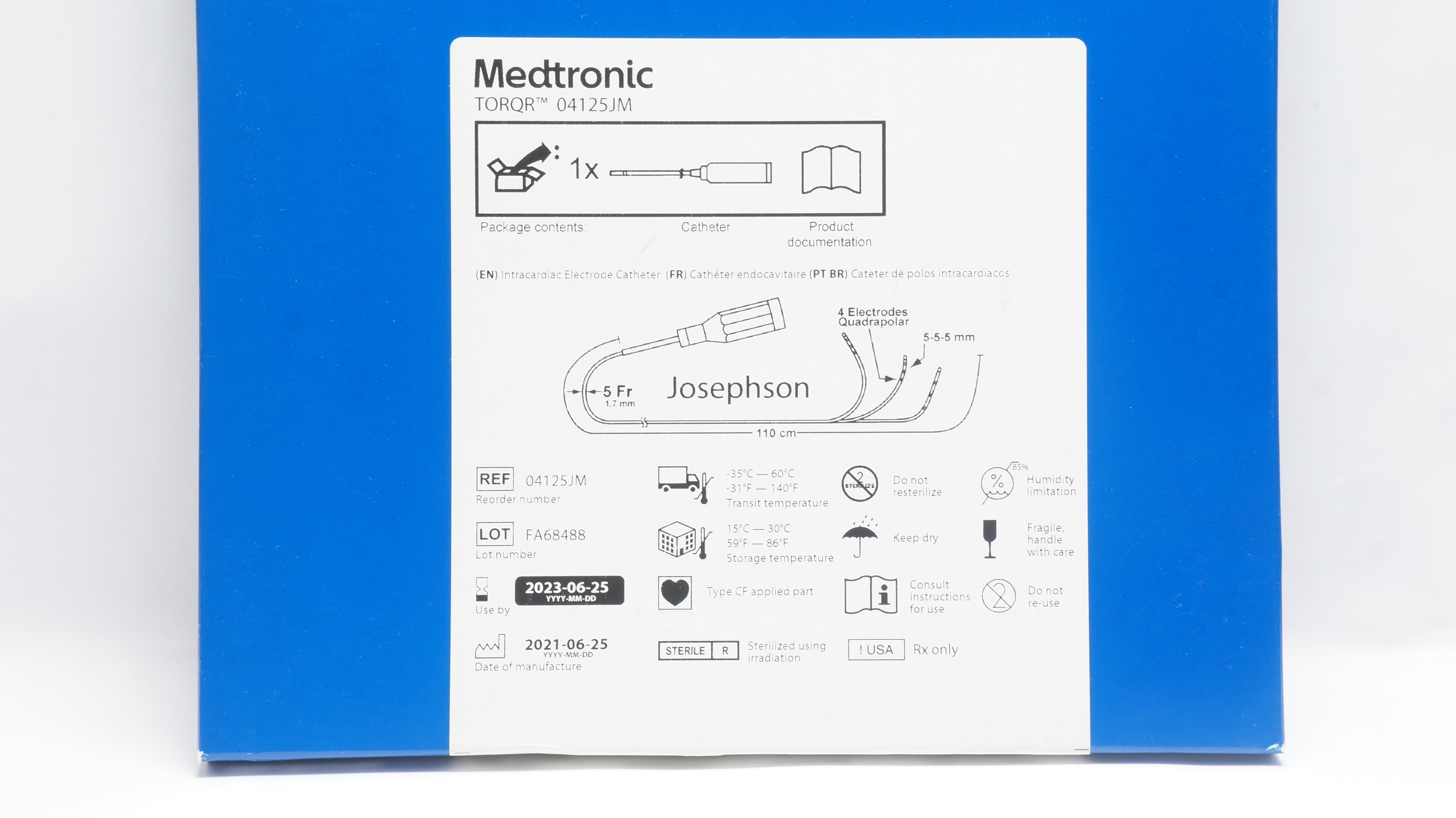 Medtronic 04125JM TORQR Josephson Intracardiac Electrode Cath. 5Fr x 110cm (x)