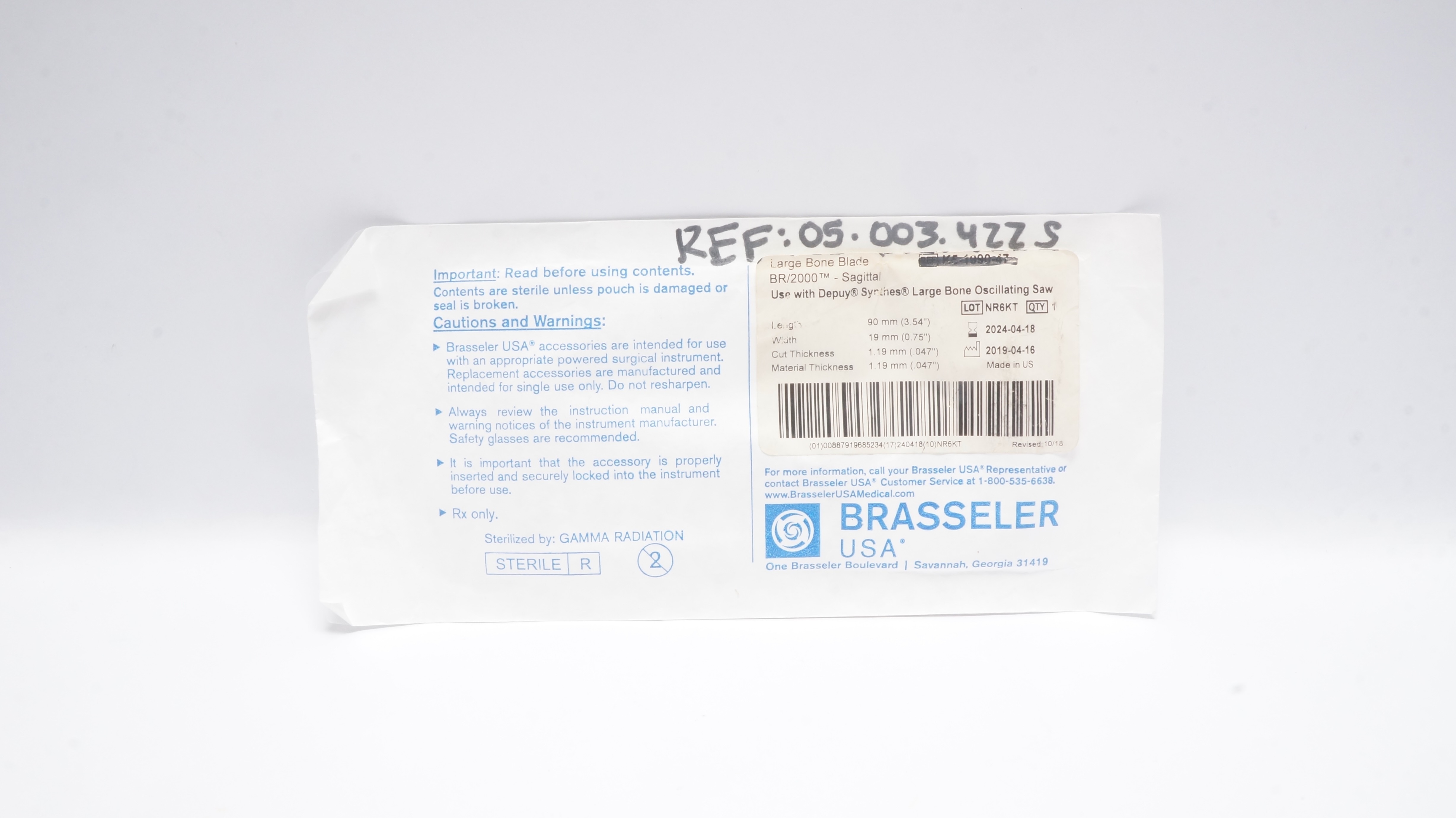 Brasseler 05.003.422S BR/2000 Large Bone Blade Sagittal