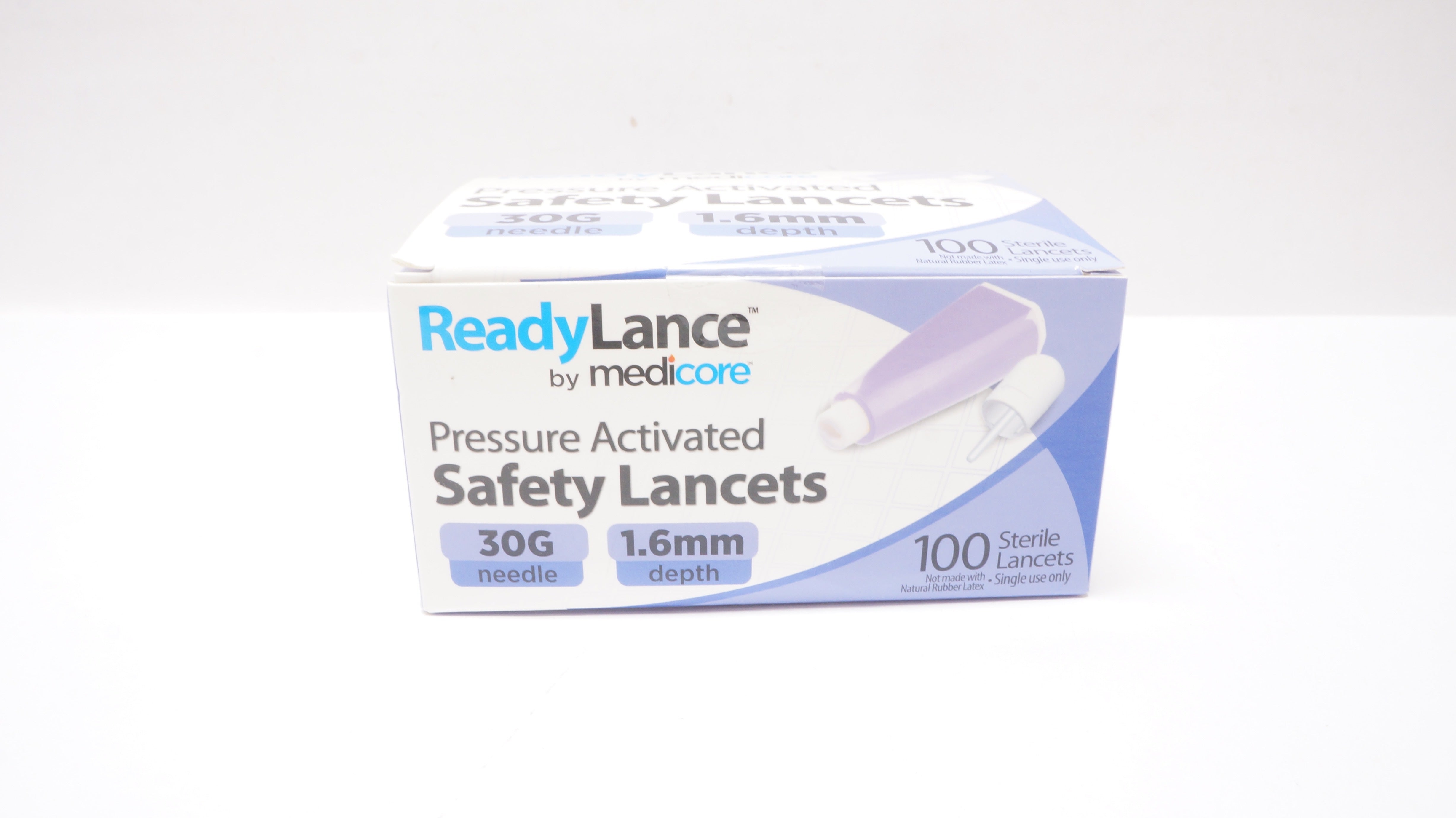 MediCore 802 Pressure Activated Safety Lancets 30G x 1.6mm - Box of 100