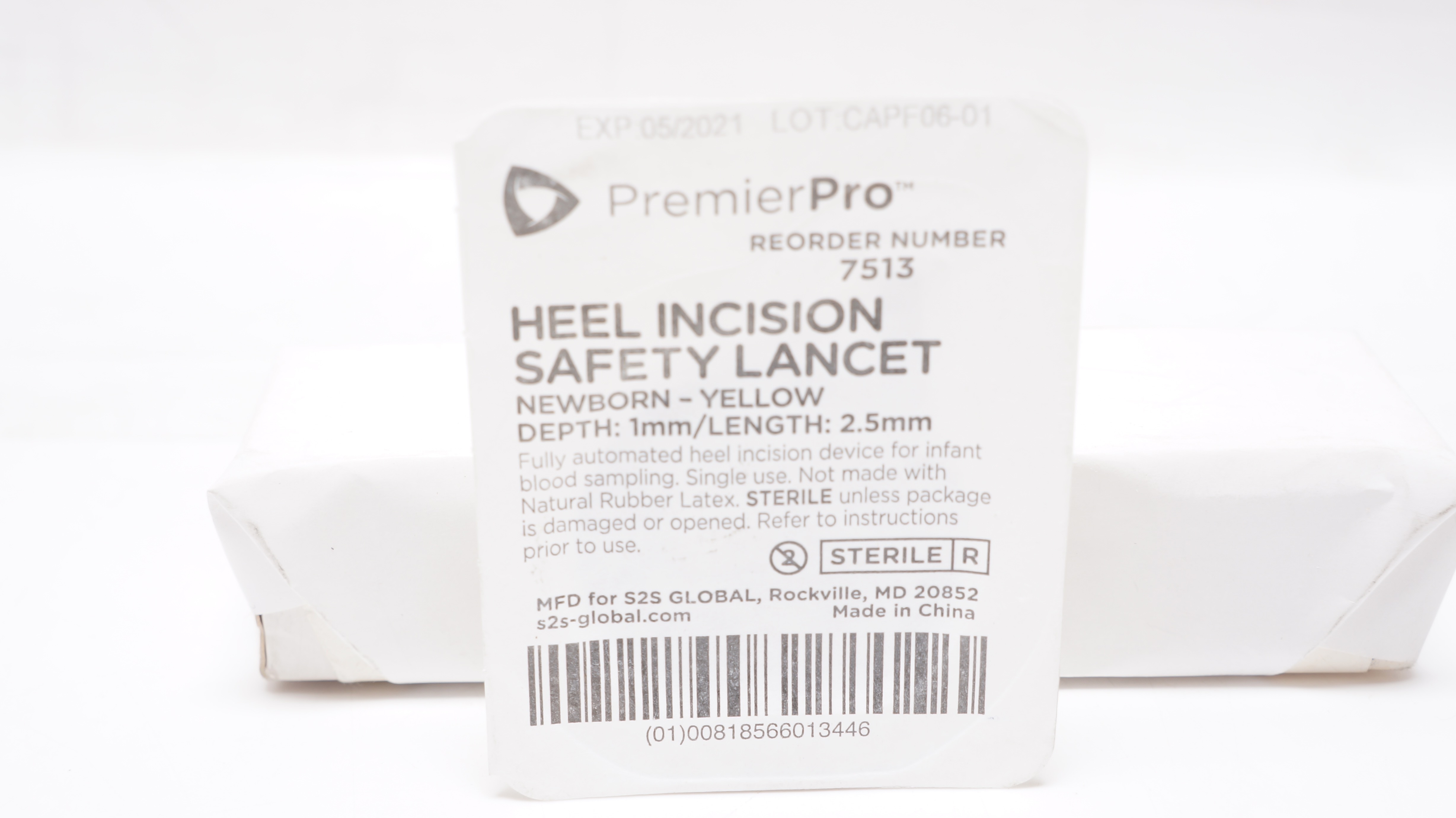 PremierPro 7513 Heel Incision Safety Lancet Newborn - Yellow 1mm x 2.5mm (x)