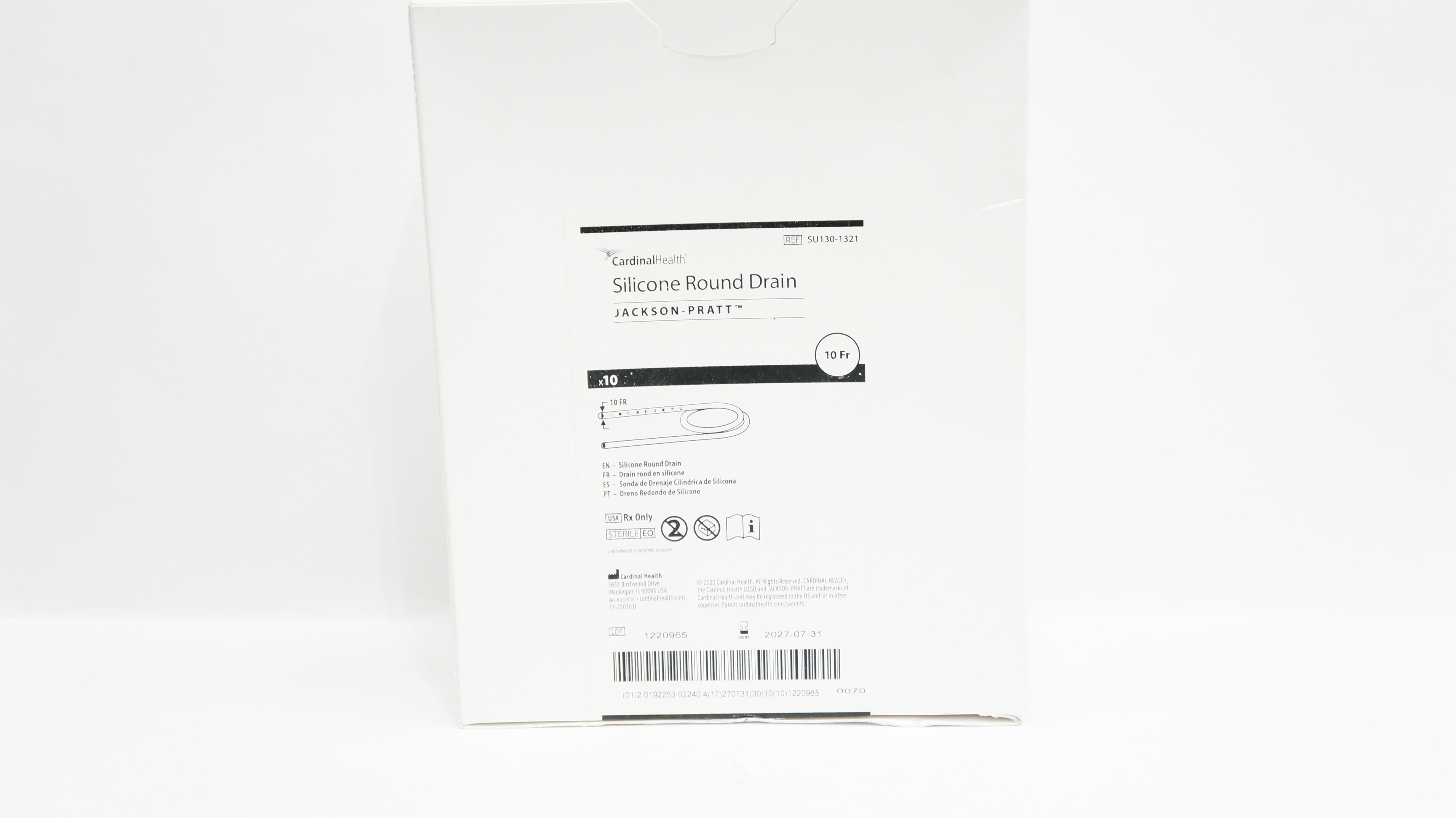 Cardinal Health SU130-1321 Jackson-Pratt Silicone Round Drain 10Fr - Box of 10