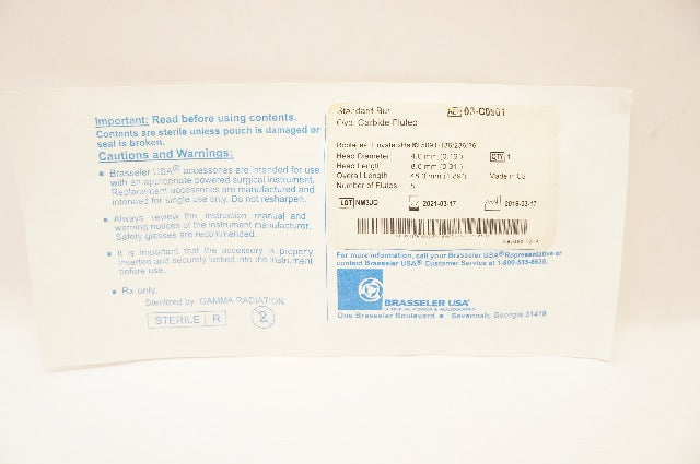 Brasseler 03-C0901 Standard Bur Oval Carbide Fluted 0.16 x 0.31 inch (x)