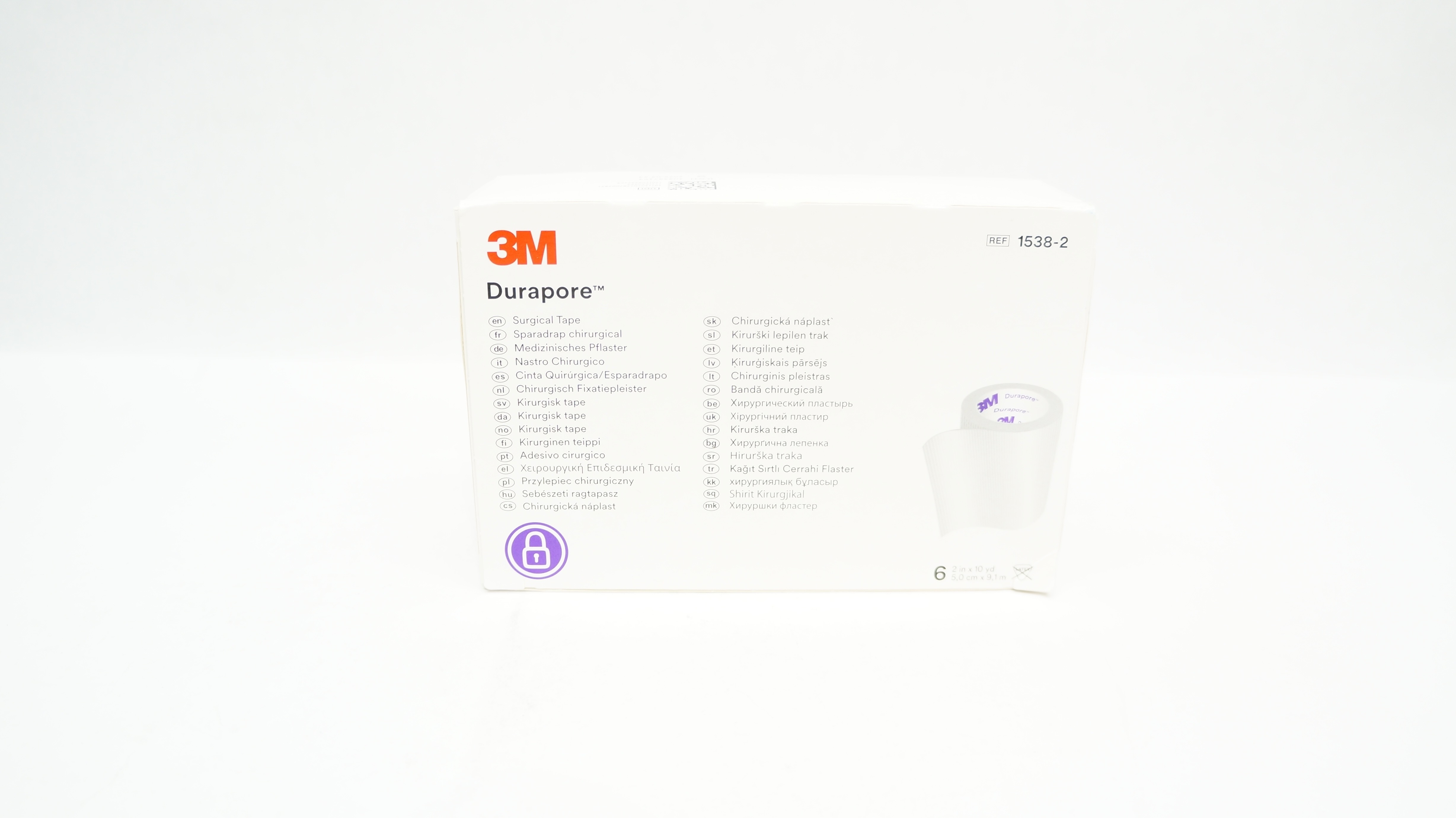 3M 1538-2 Durapore Surgical Tape 2inch x 10yd. - Box of 6
