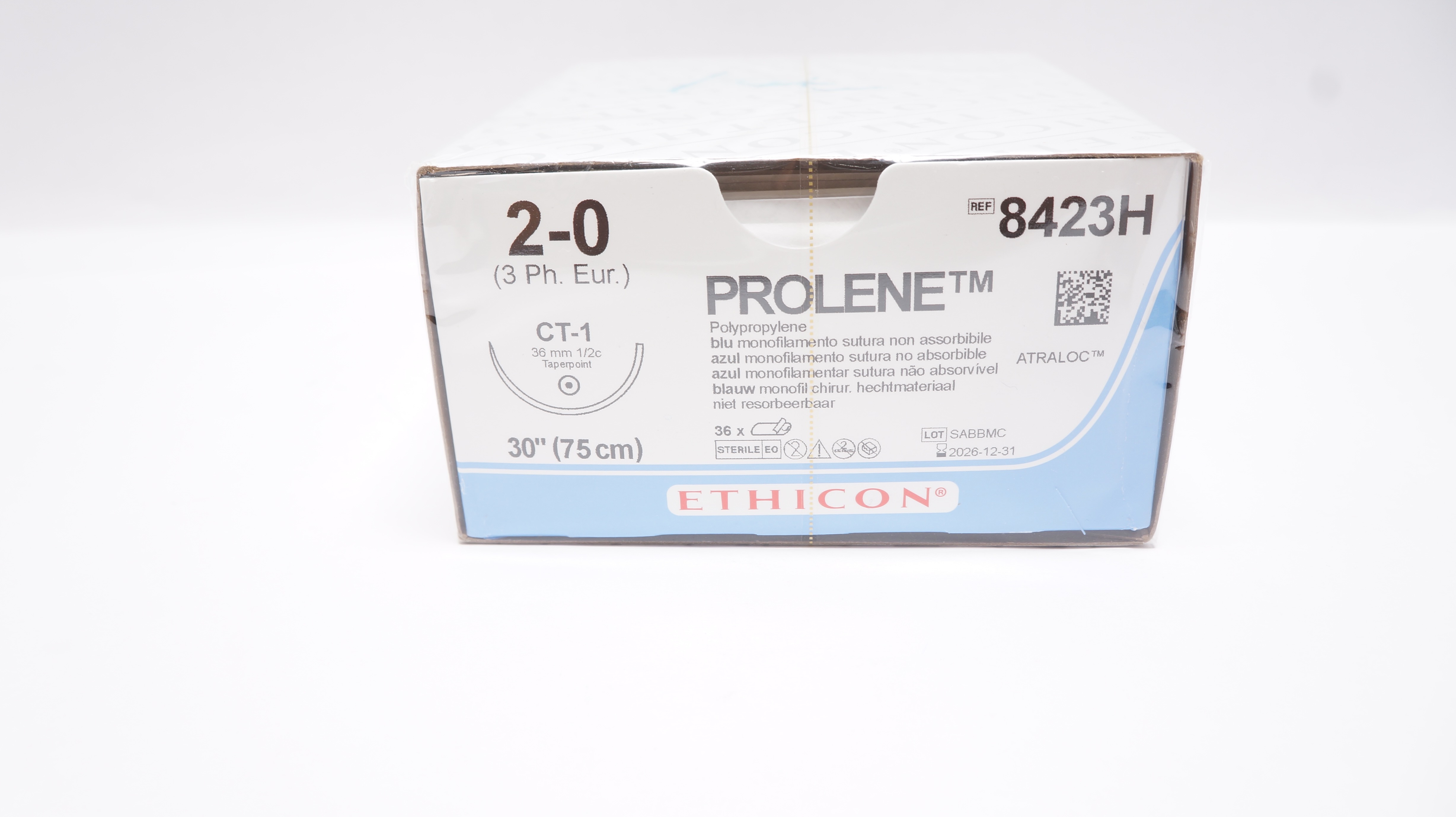 Ethicon 8423H 2-0 PROLENE CT-1 36mm 1/2c Taperpoint 30inch - Box of 36