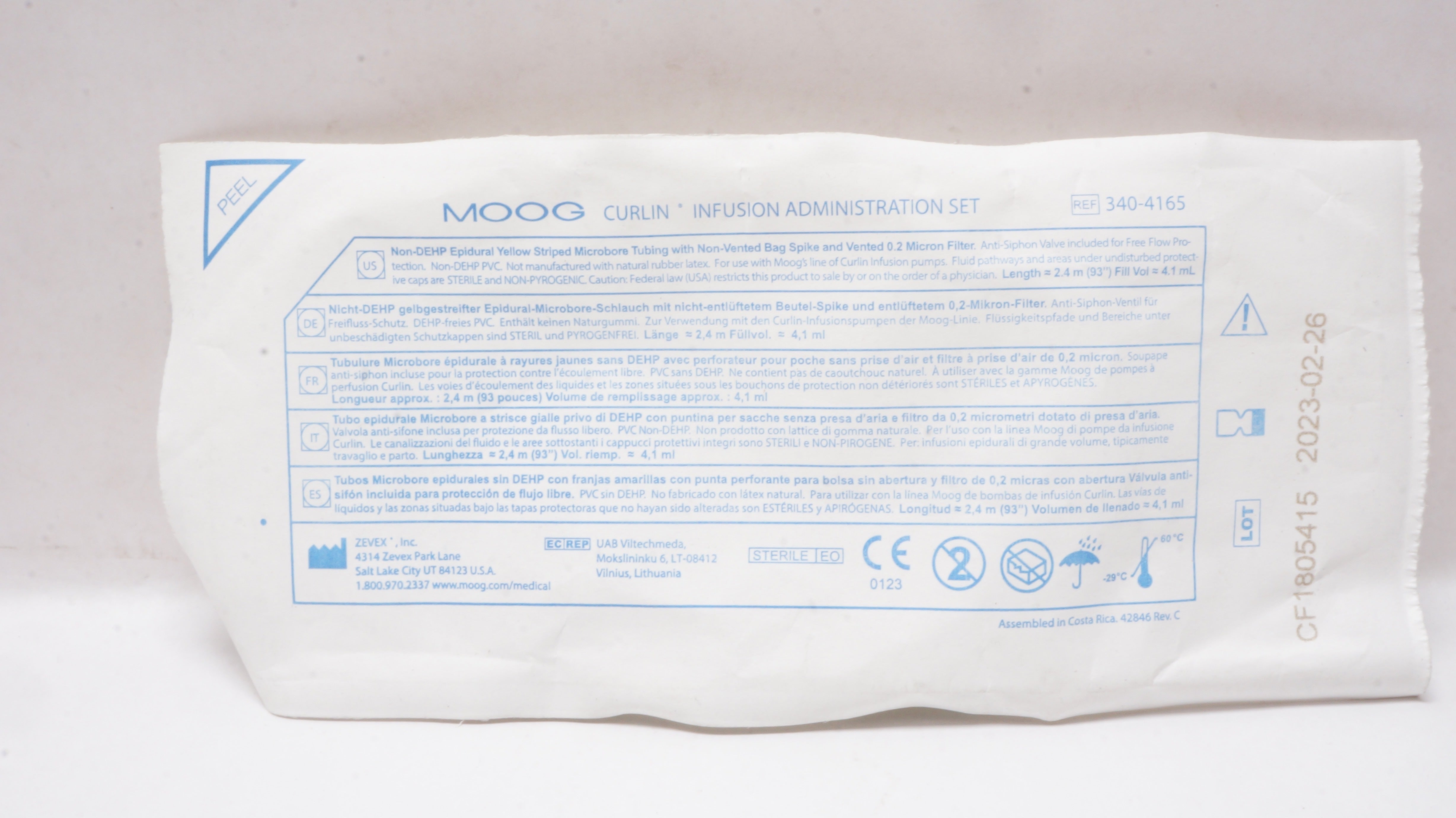 Zevex 340-4165 Moog Curlin Infusion Administration Set 93inch x 4.1mL (Appx) (x)