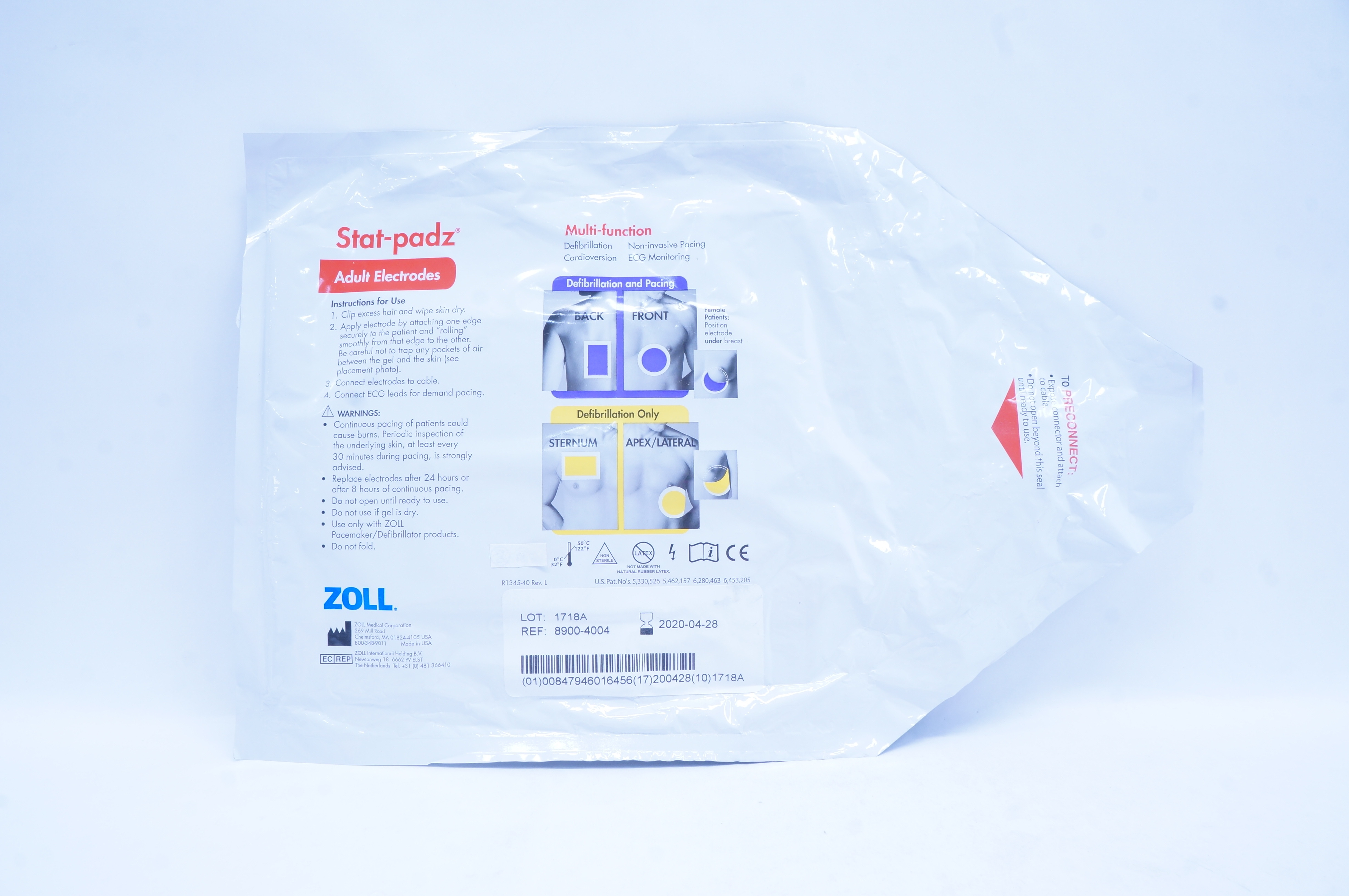 Zoll 8900-4004 Stat-padz Multi-Function Adult Electrodes >8 Years, >55 lbs (x)