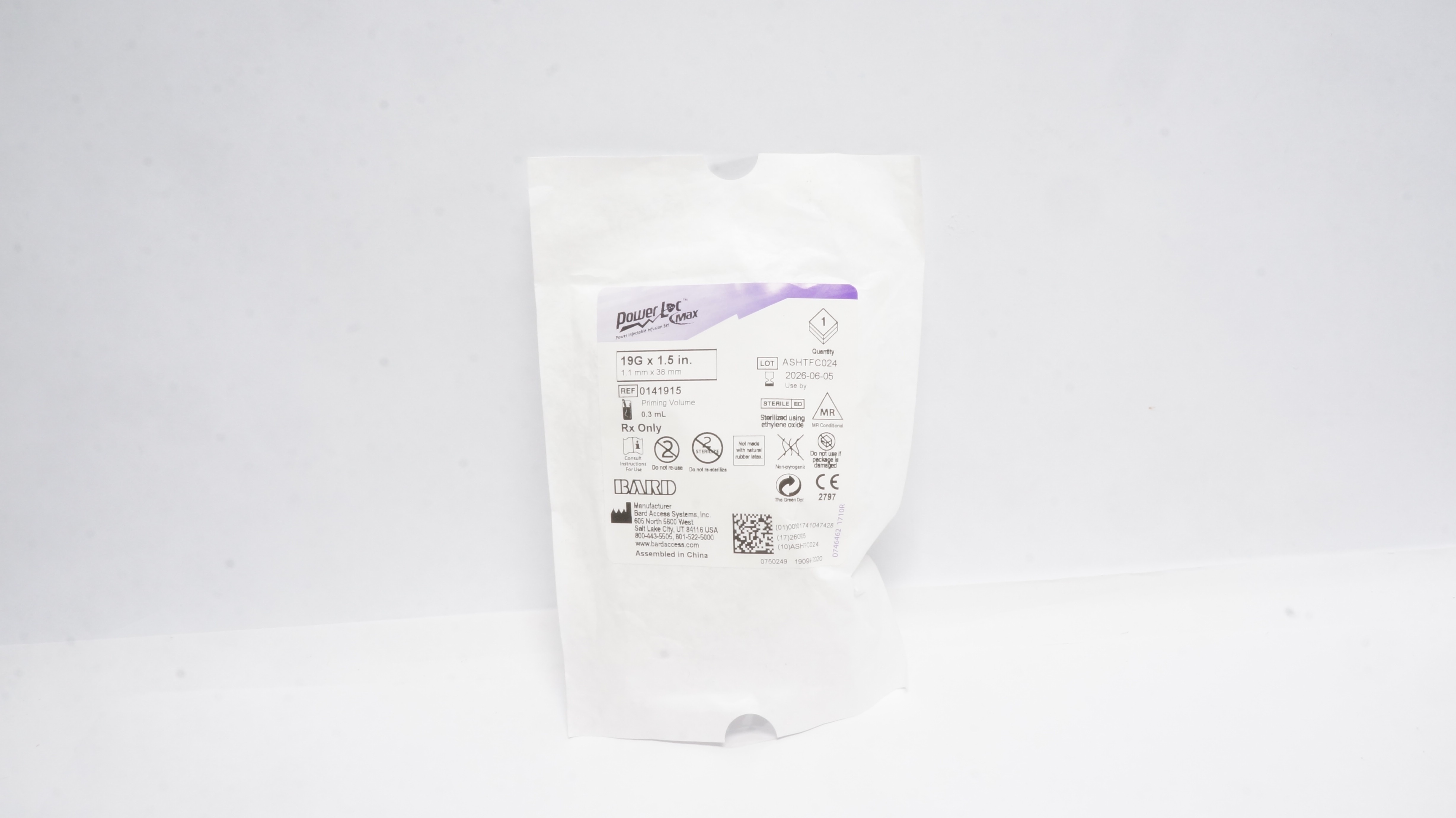 Bard 0141915 PowerLoc Injection Infusion Set 19G x 1.5In, 0.3ml (x)
