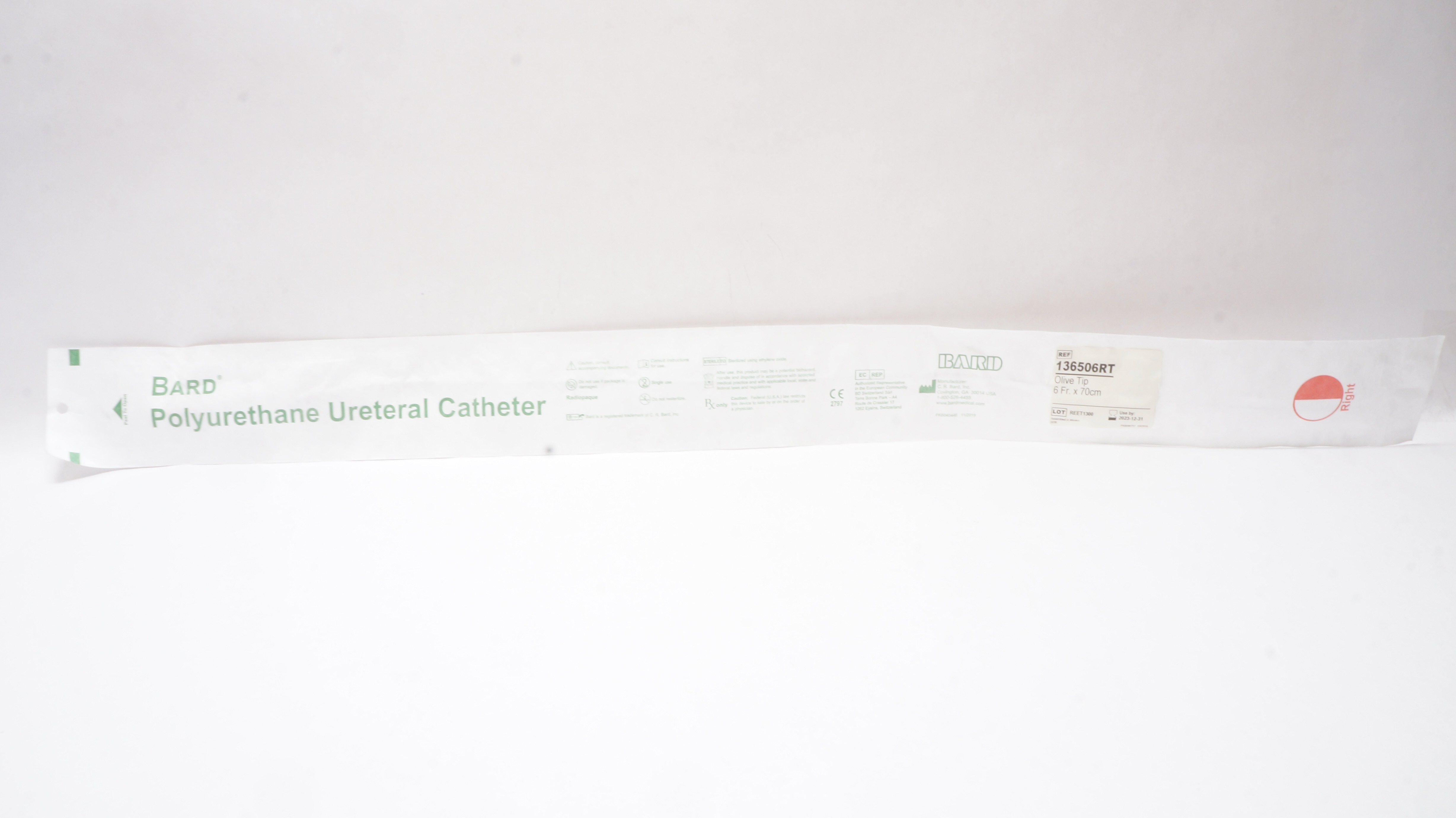 Bard 136506RT Polyurethane Ureteral Cath. Olive Tip 6Fr x 70cm