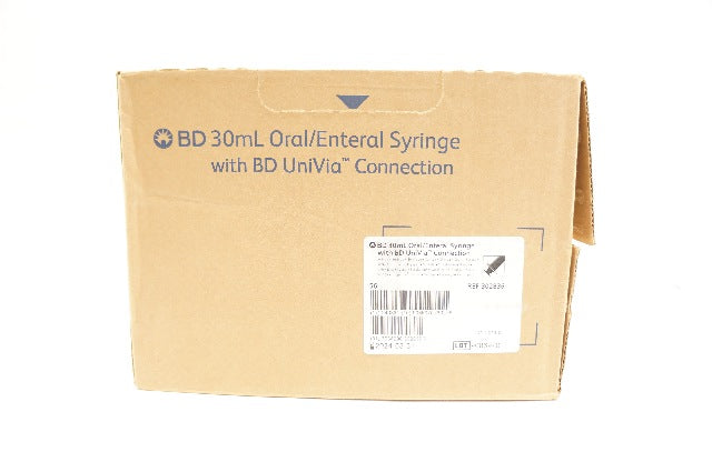 BD 302836 Oral/Enteral 30mL Syringe with UniVia Connection - Case of 56
