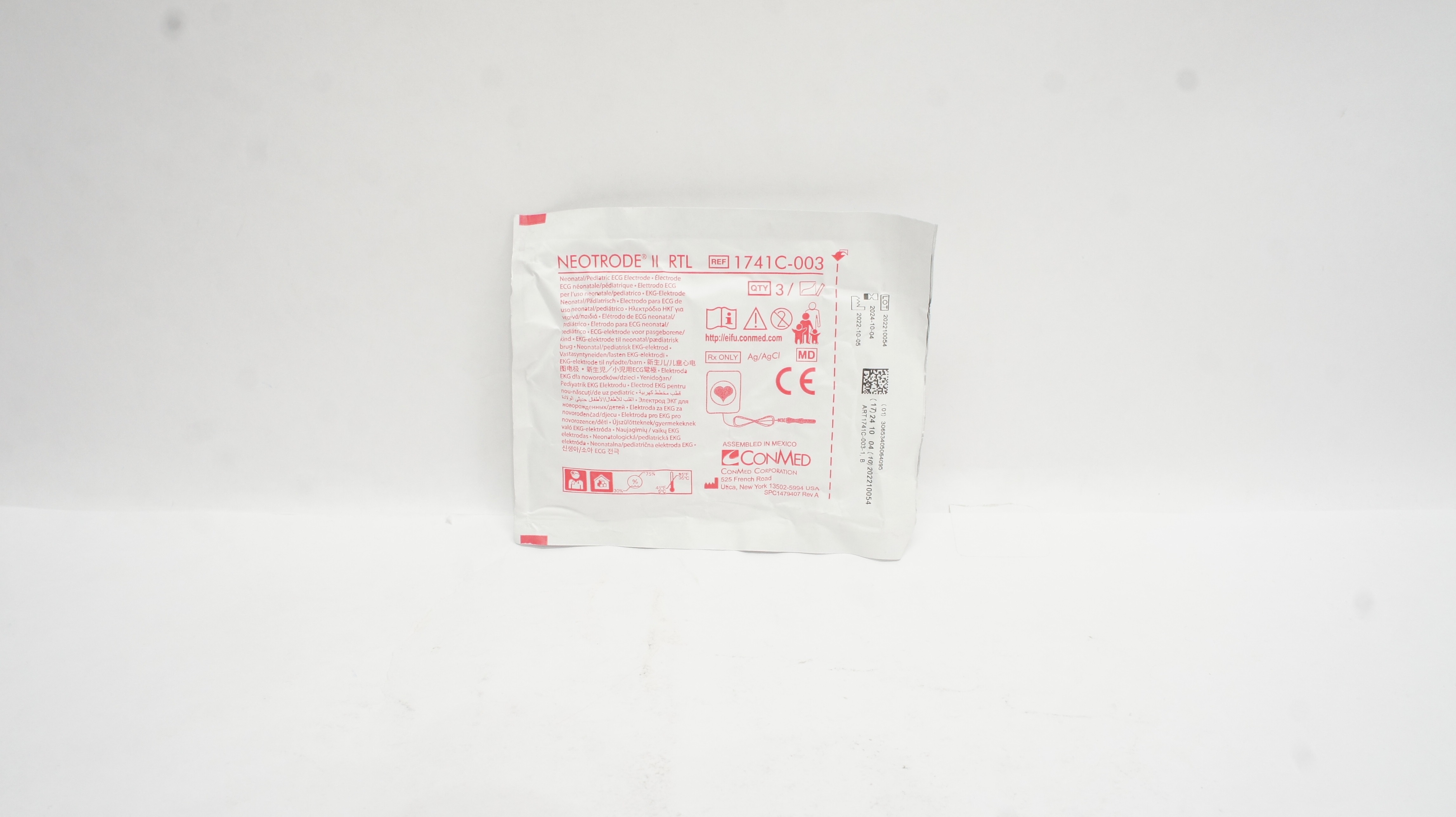 ConMed 1741C-003 Neotrode II RTL Neonatal/Pediatric ECG Electrode - Pack of 3