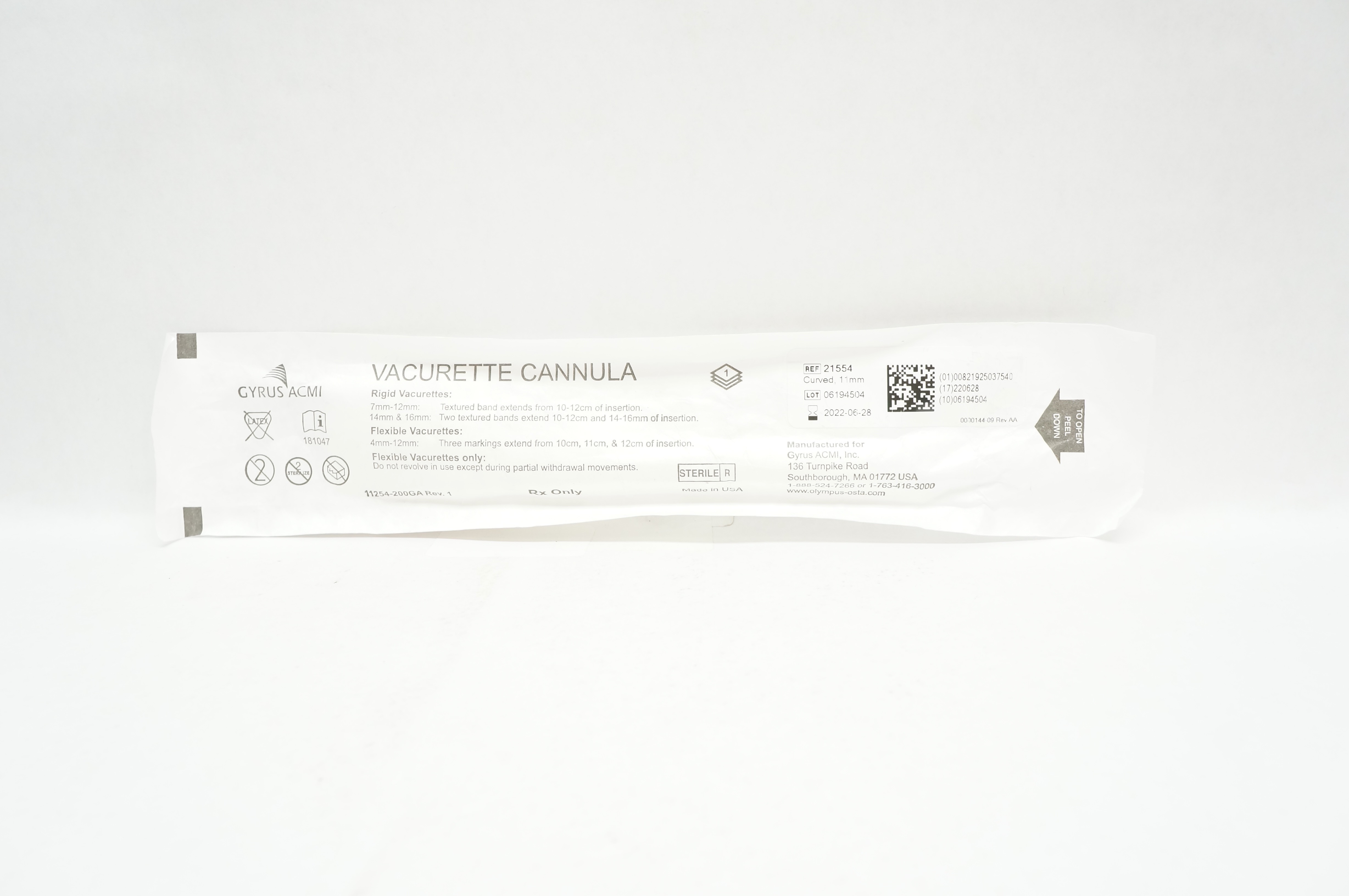 Gyrus ACMI 21554 Vacurette Cannula Curved, 11mm (x)
