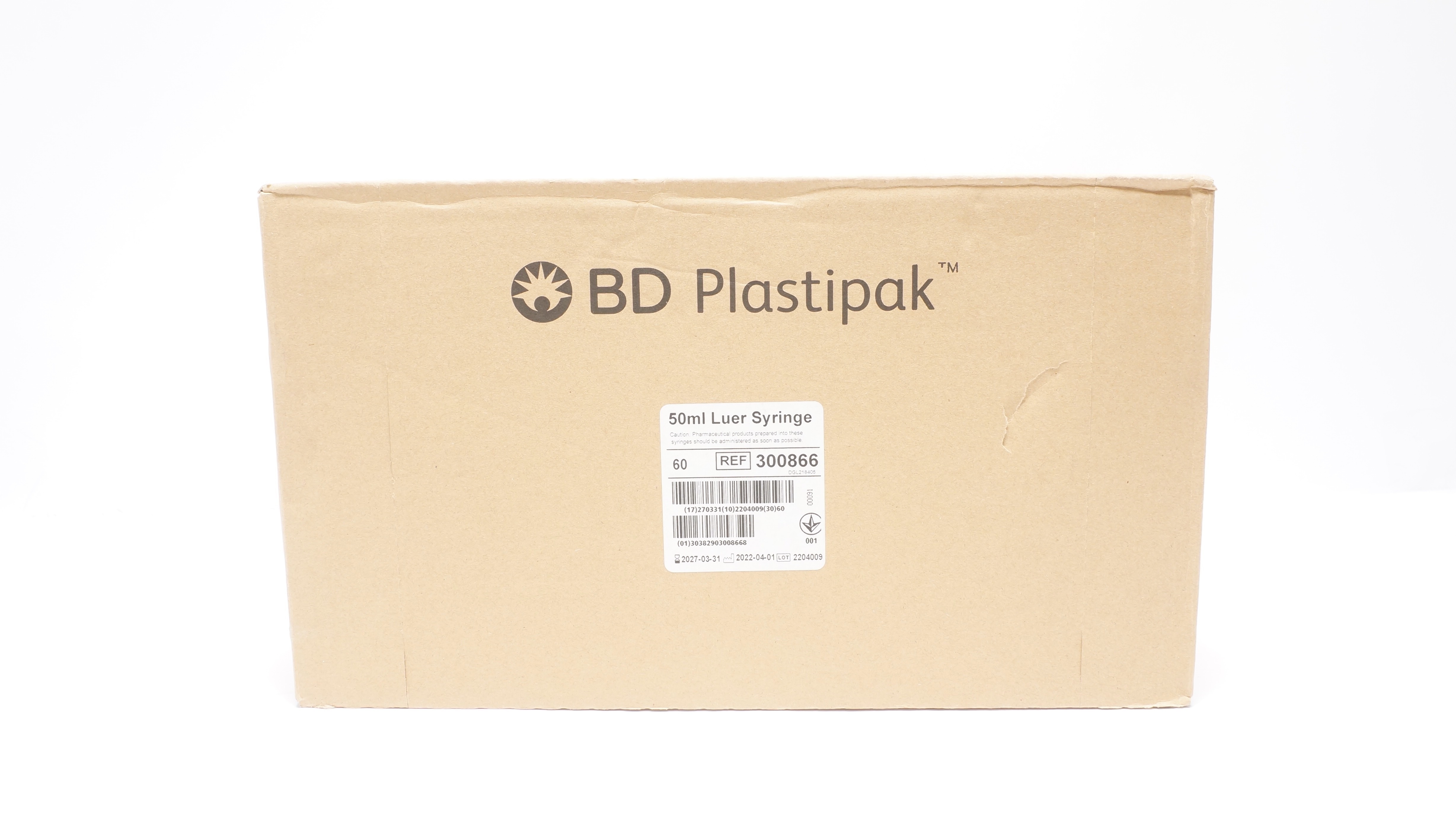 BD 300866 Plastipak 50ml Luer - Case of 60