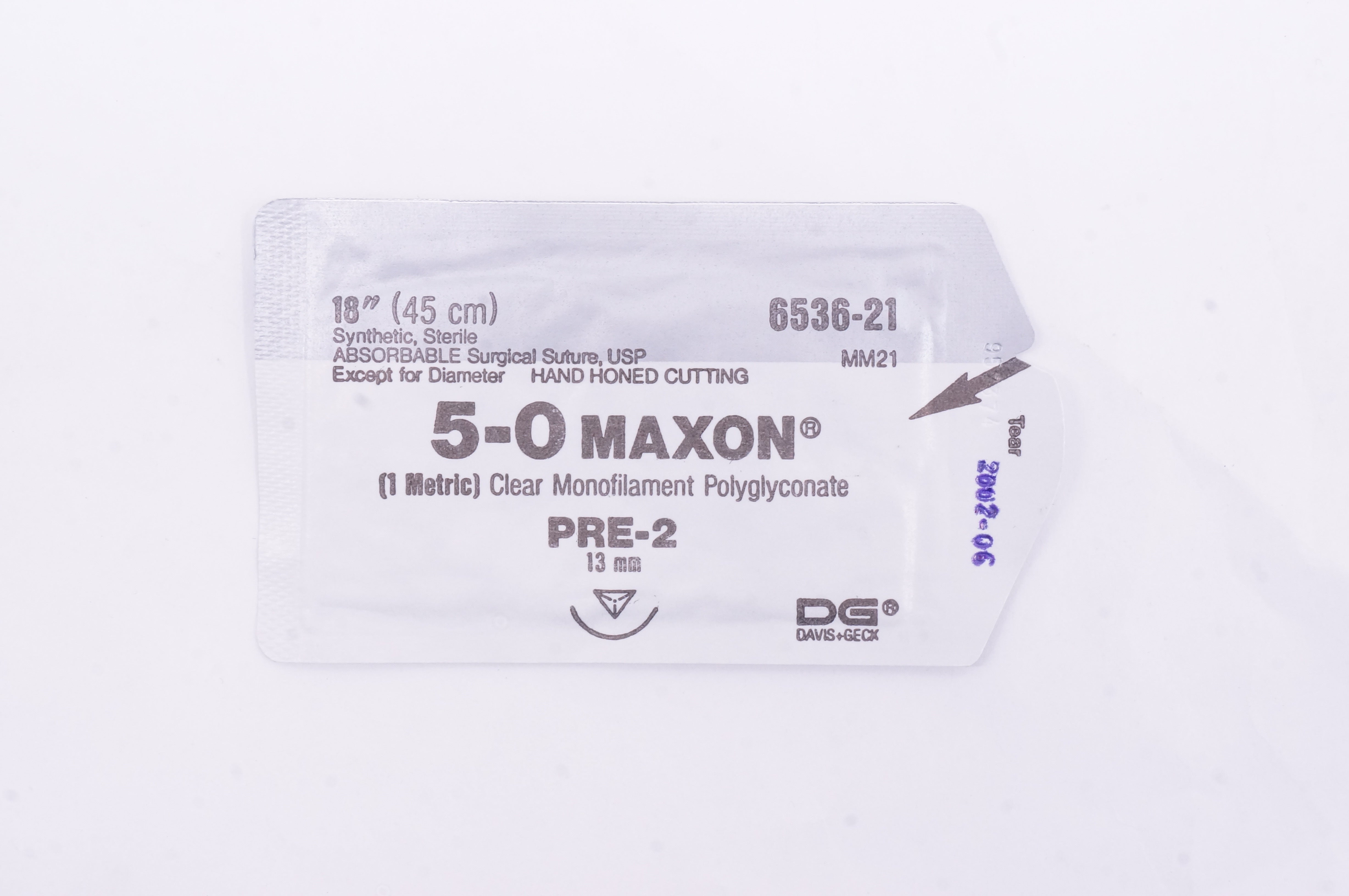 Davis+Geck 6536-21 5-0 Maxon Surgical Stre PRE-2 13mm, 18inch (x)