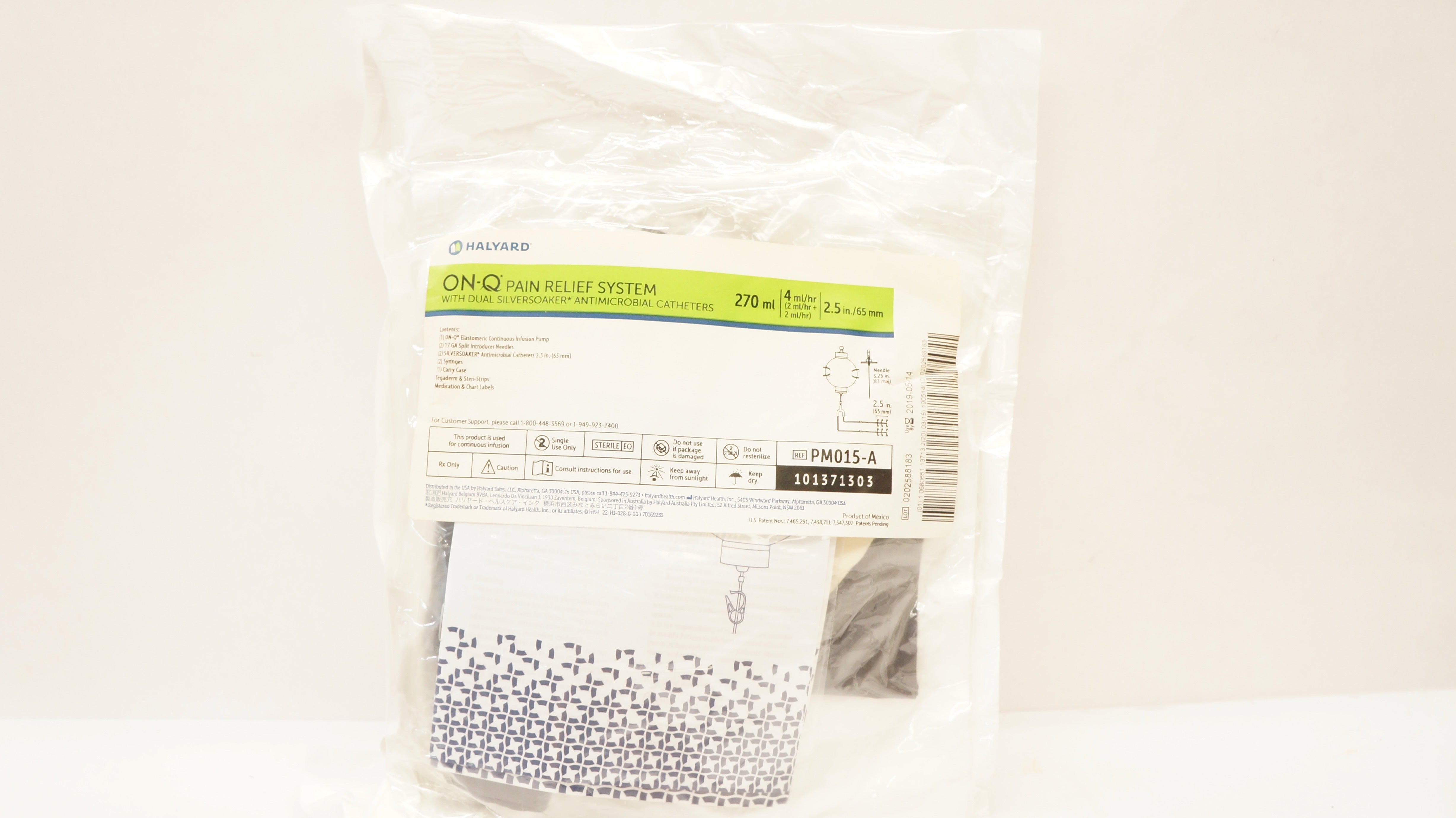 Halyard PM015-A ON-Q Pain Relief System W/ Caths. 270ml 4ml/hr x 2.5inch (x)