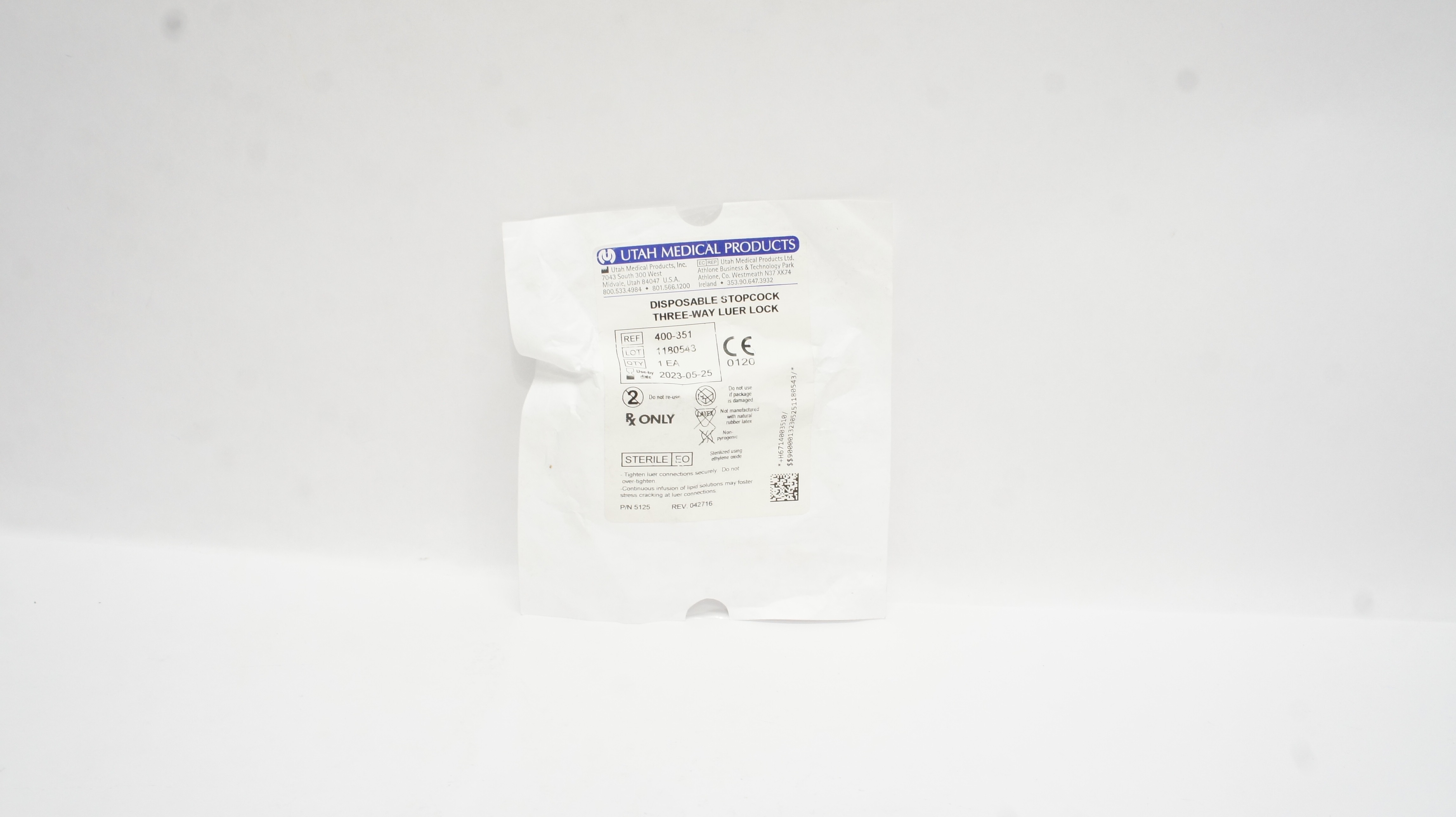 Utah Medical 400-351 Disposable Stopcock 3-Way Luer Lock (x)