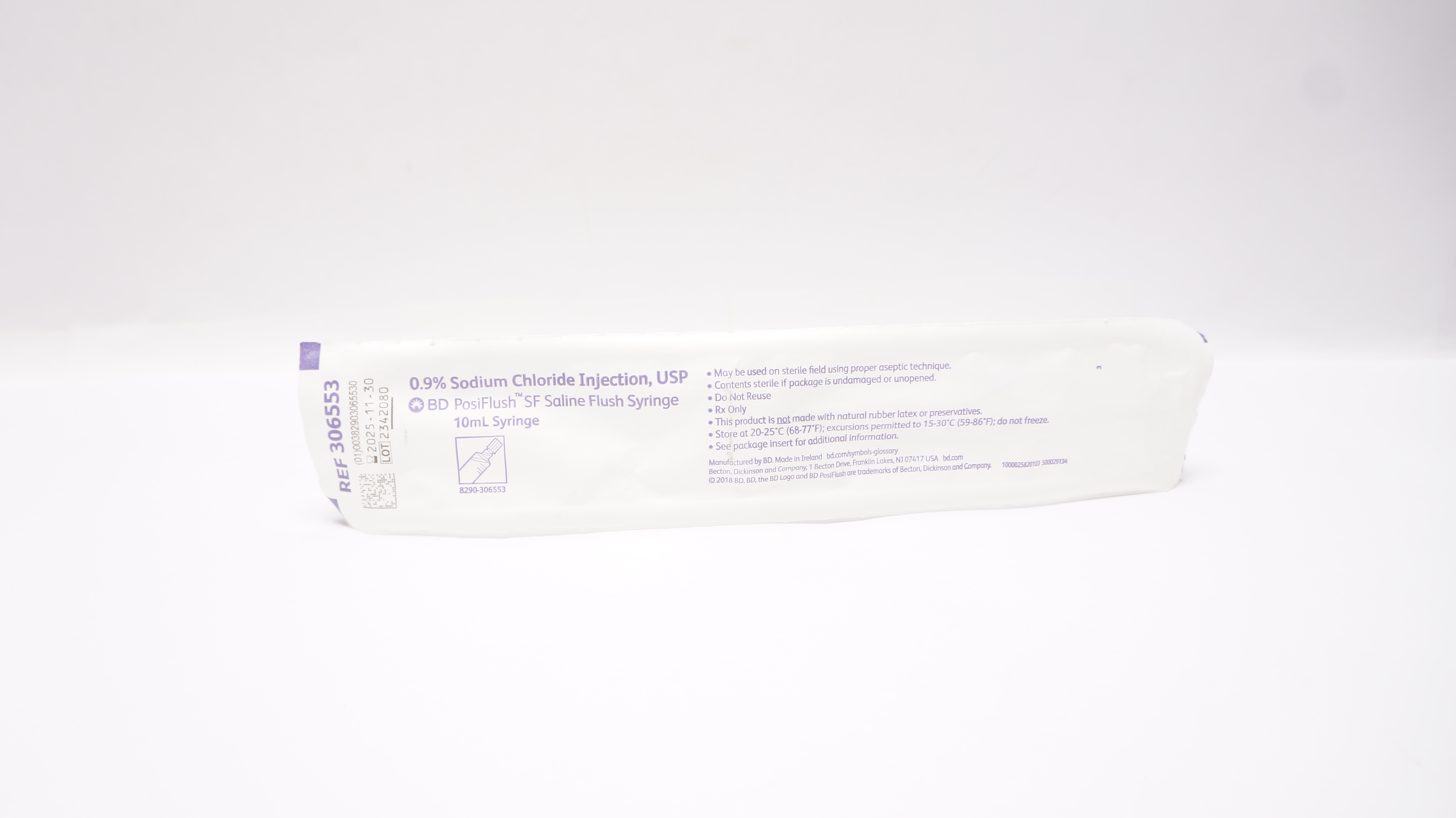 BD 306553 PosiFlush 0.9% Sodium Chloride Injection USP Saline Flush Syringe 10ml