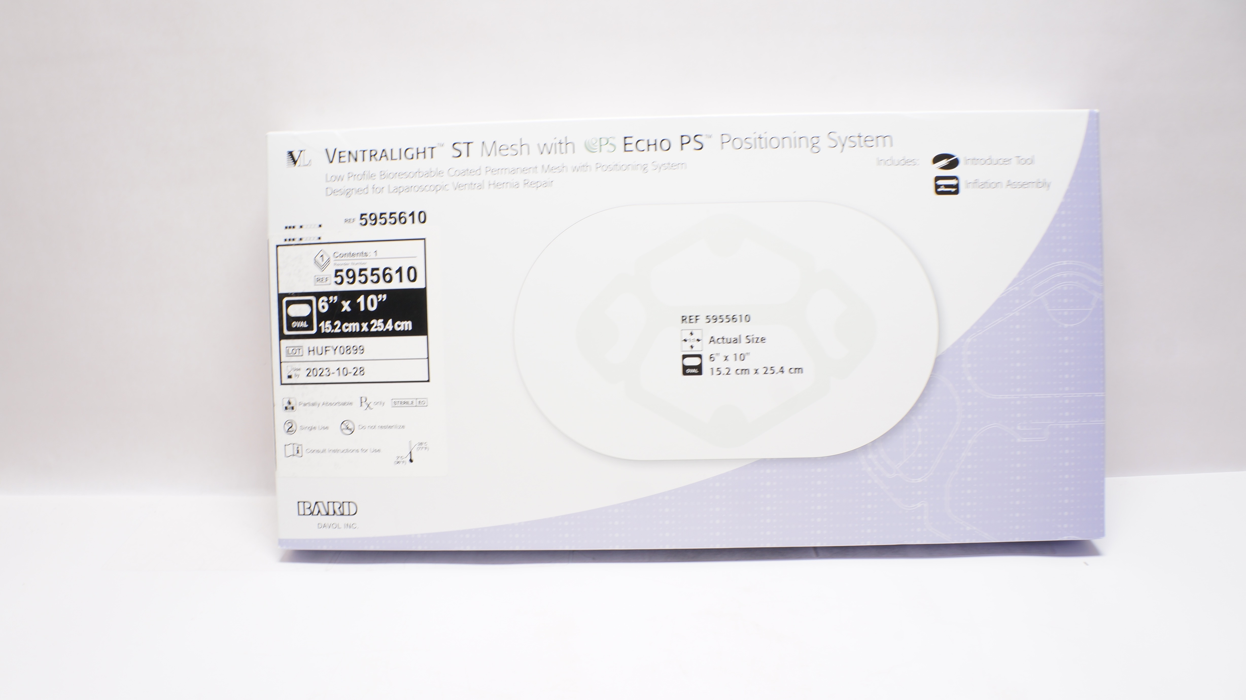 Bard 5955610 Ventralight ST Mesh with PS Echo PS 6inch x 10inch (x)