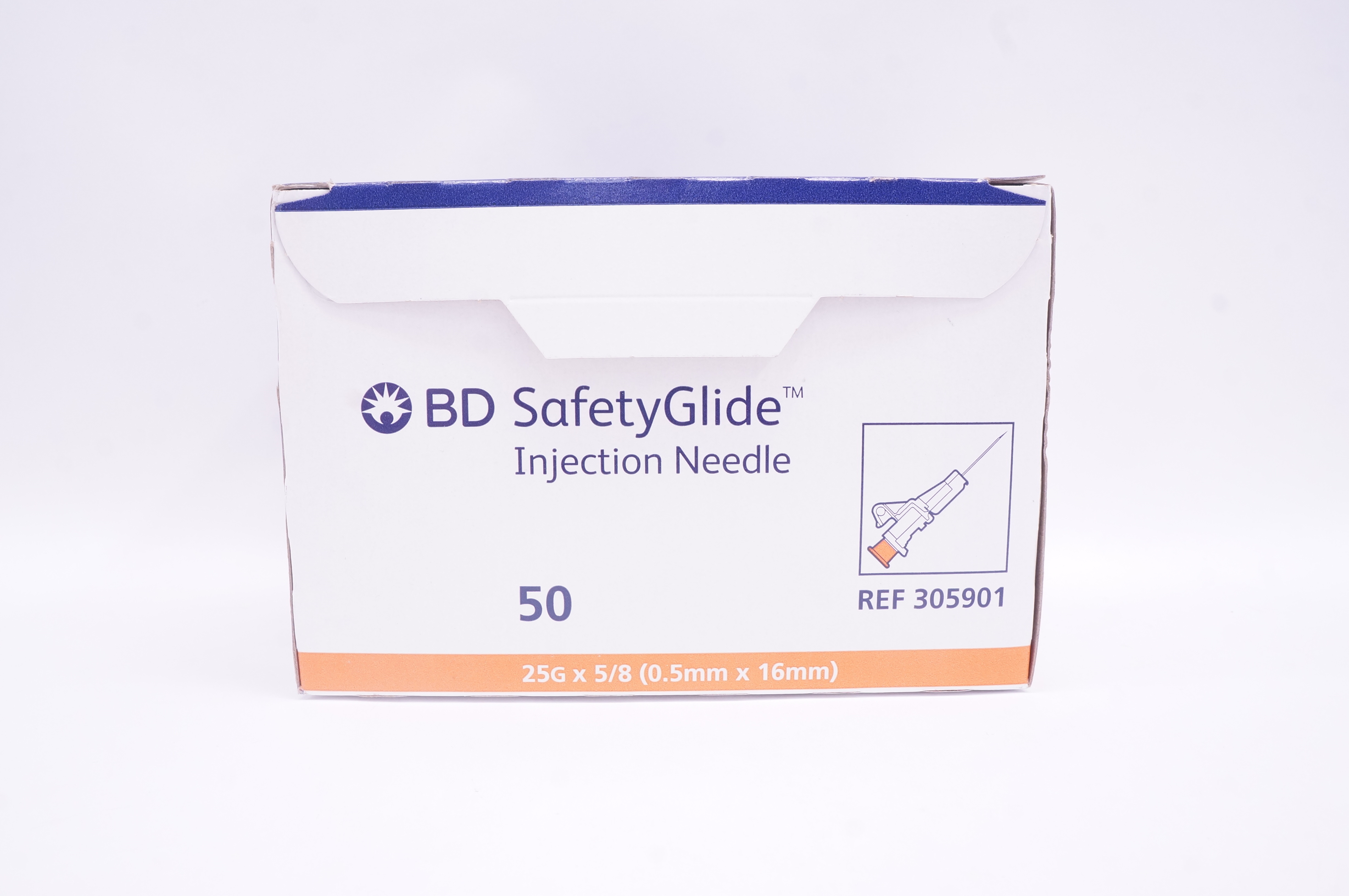BD 305901 Safety Glide Injection Ndle 25G x 5/8inch - Box of 50