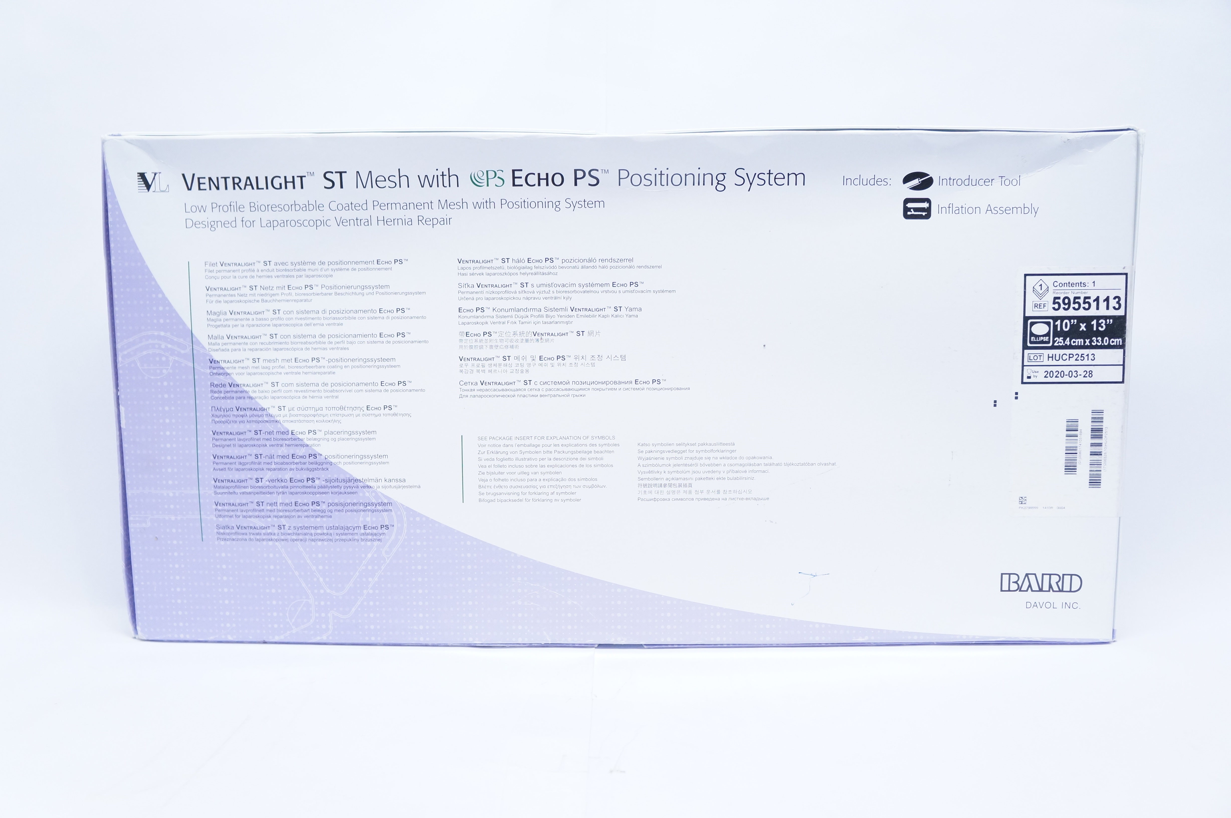 Bard 5955113 Ventralight ST Mesh with Echo Positioning System 10inch x 13inch(x)