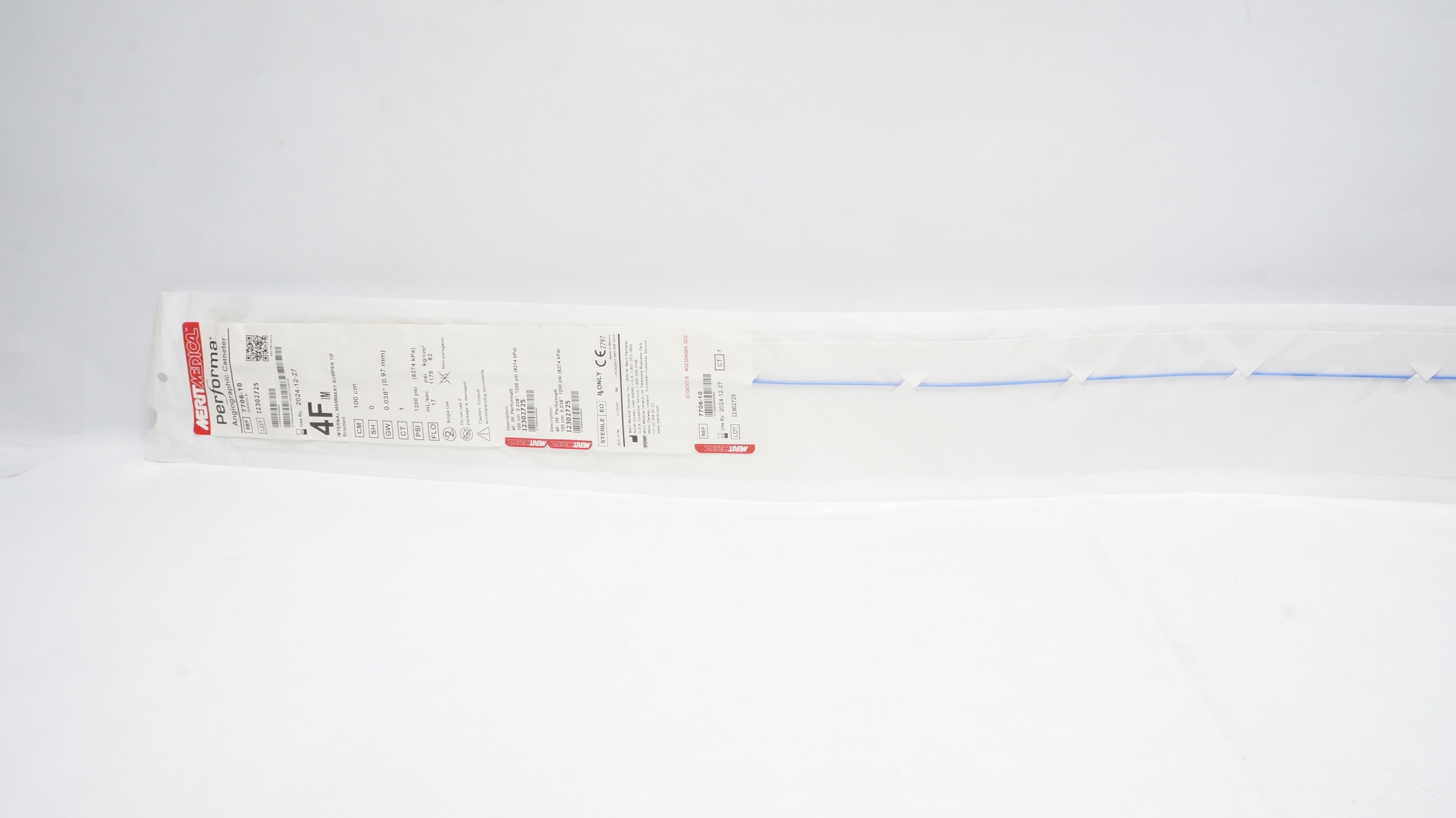Merit Medical 7706-10 4F PERFORMA Angiographic Cath. Internal Mammary 100cm (x)