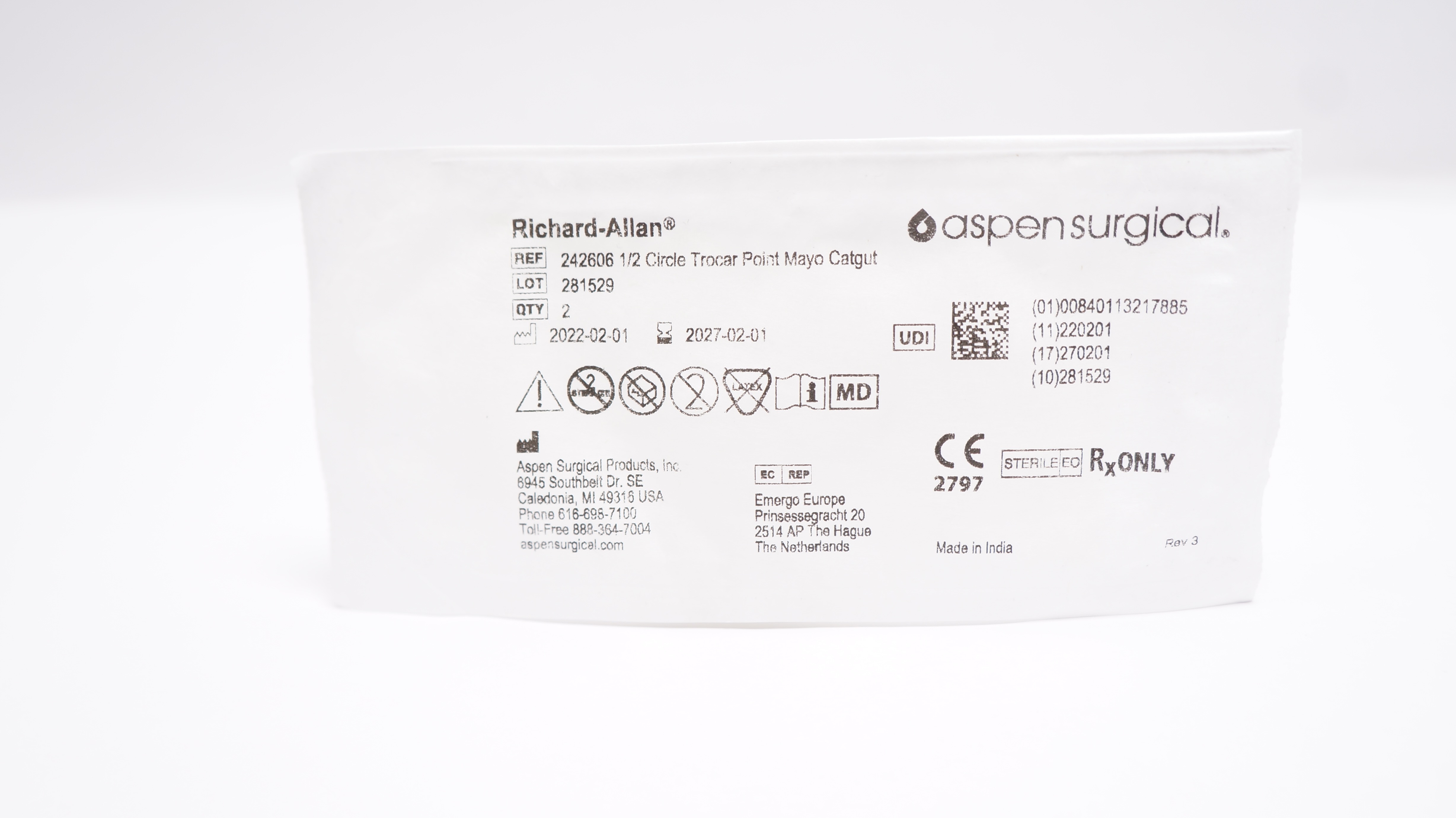 Richard-Allan 242606 Ndles, Mayo Catgut 1/2c Taper  - Pack of 2