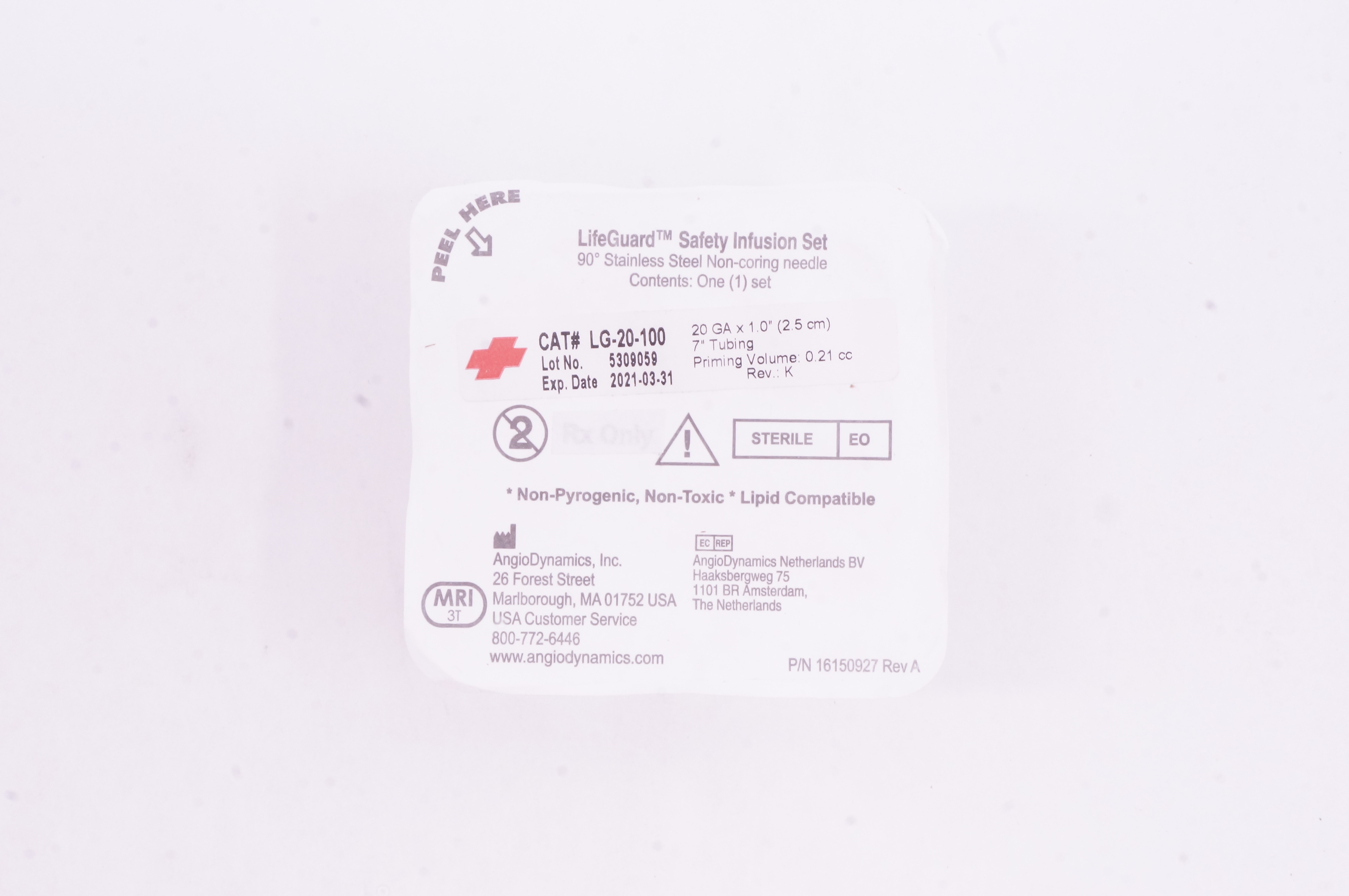 AngioDynamics LG-20-100 LifeGuard Safety Infusion Set 20GA x 1.0inch (x)