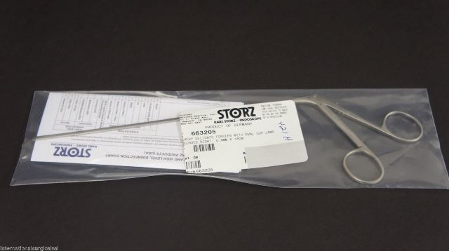 Karl Storz 663205 Very Delicate Forceps Oval Cup Jaws Curved Right 0.6mm x 18cm 