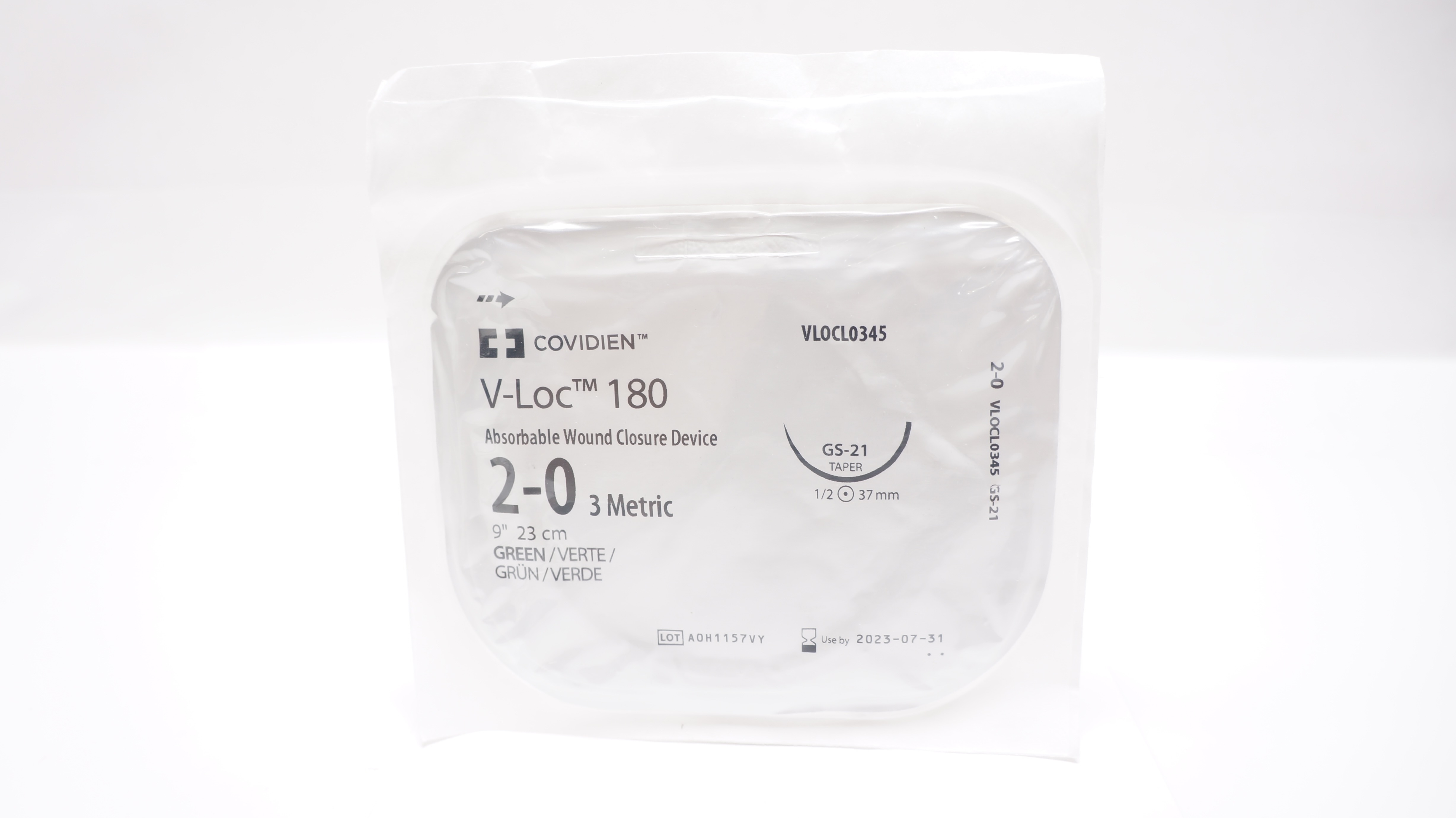 Covidien VLOCL0345 2-0 V-Loc 180,  GS-21, 1/2c 37mm Taper, 9inch (x)