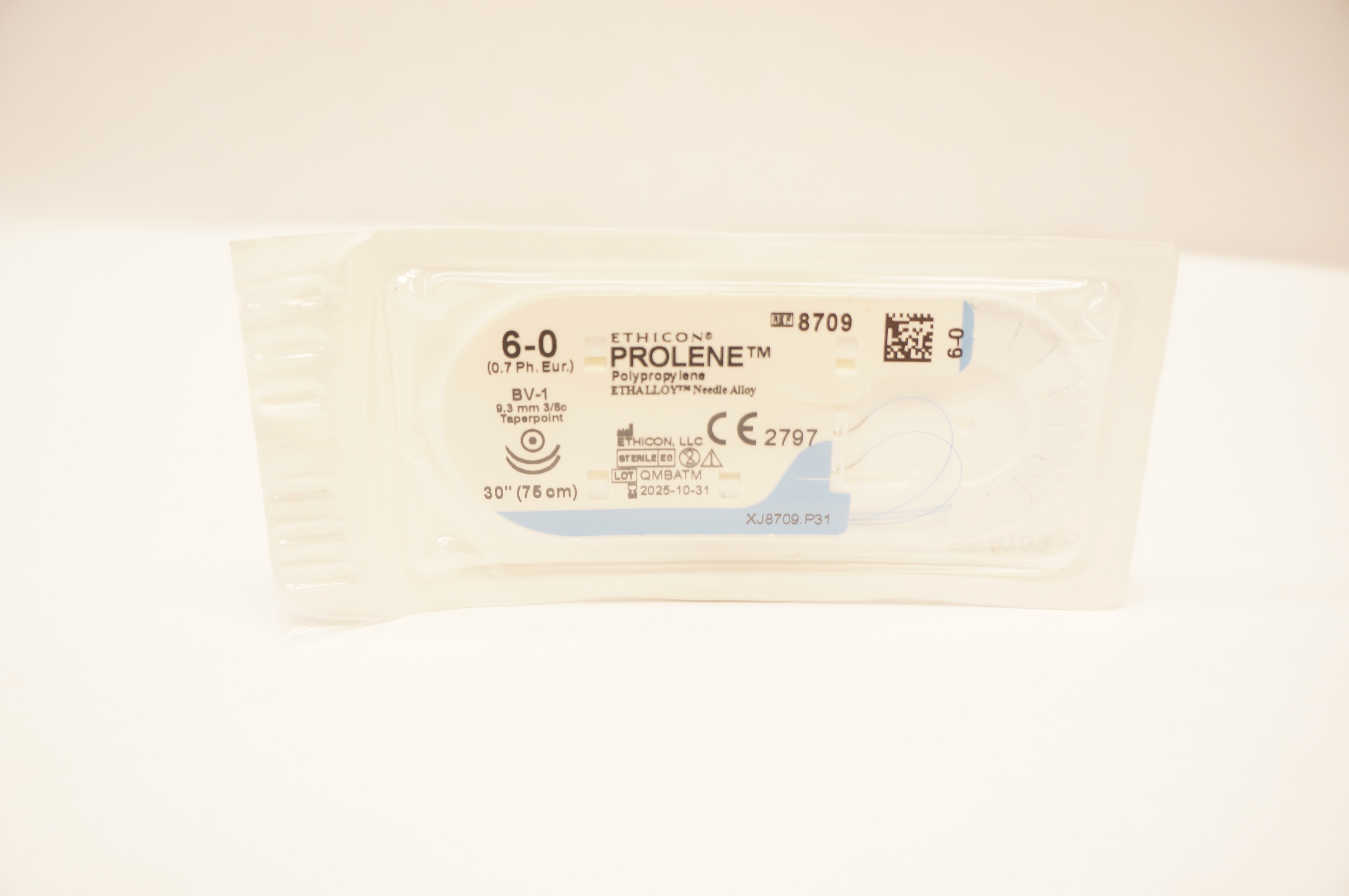 Ethicon 8709 6-0 PROLENE Stre BV-1 9.3mm 3/8c Taperpoint 30inch