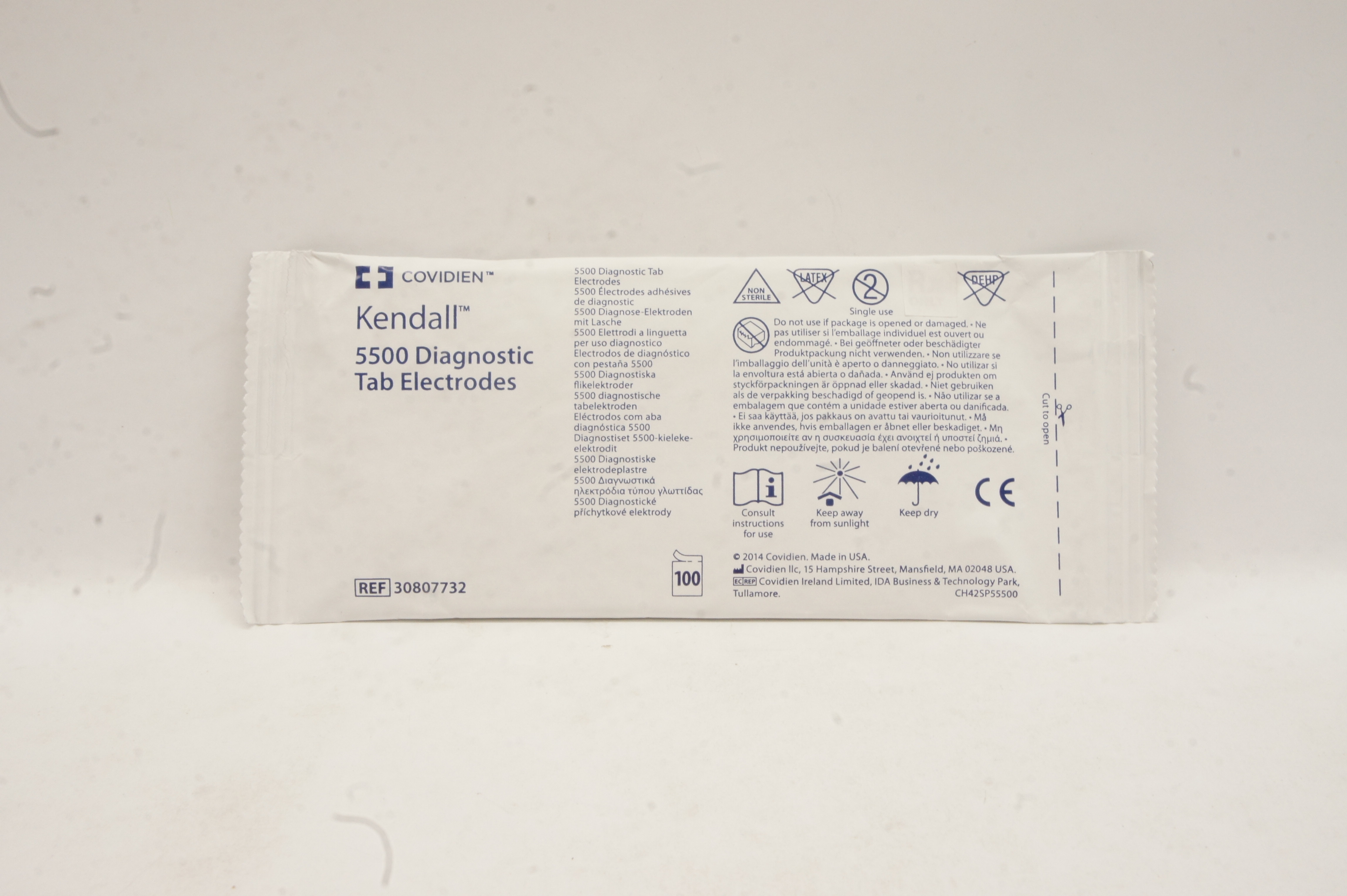 Covidien 30807732 Kendall 5500 Diagnostic Tab Electrodes - Box of 100