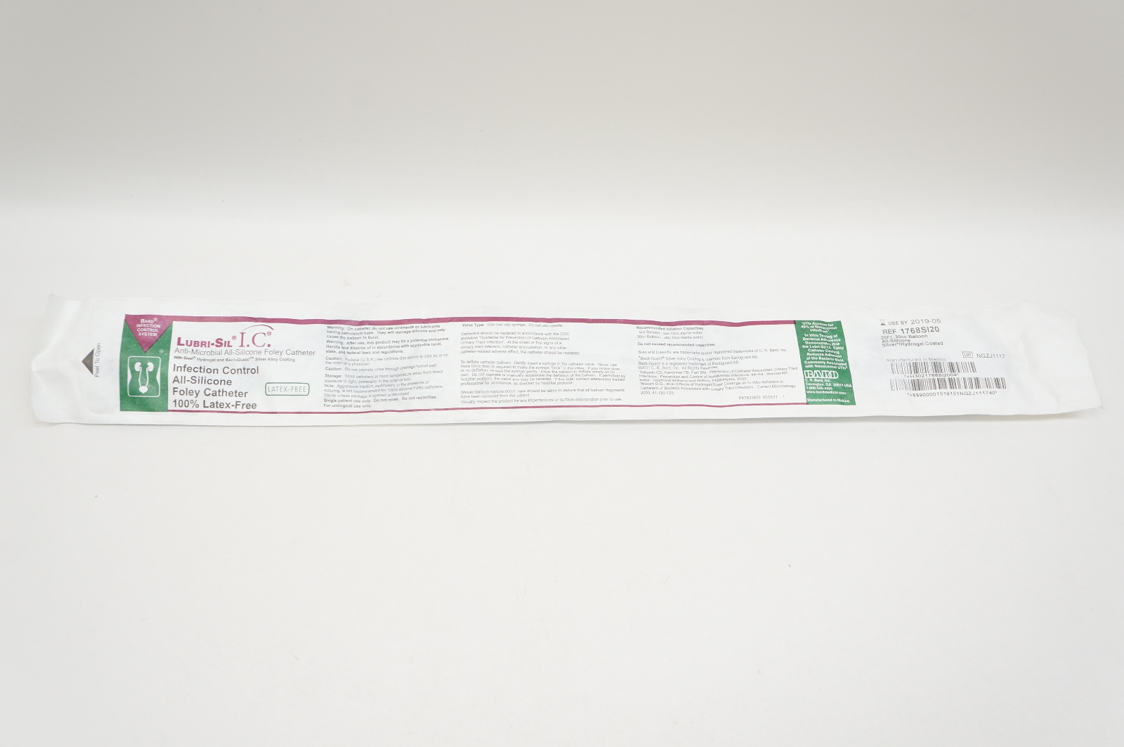 Bard 1768SI20 Libri-Sil I.C. Anti-Microbial Foley Cath. 20Fr. 30cc (x)