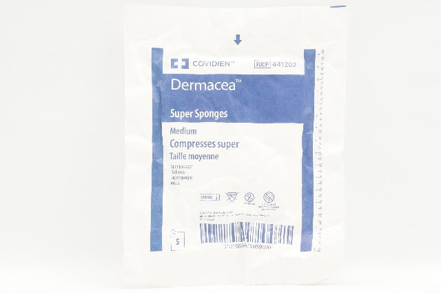 Covidien 441202 Dermacea Super Sponges, Medium - Pack of 5