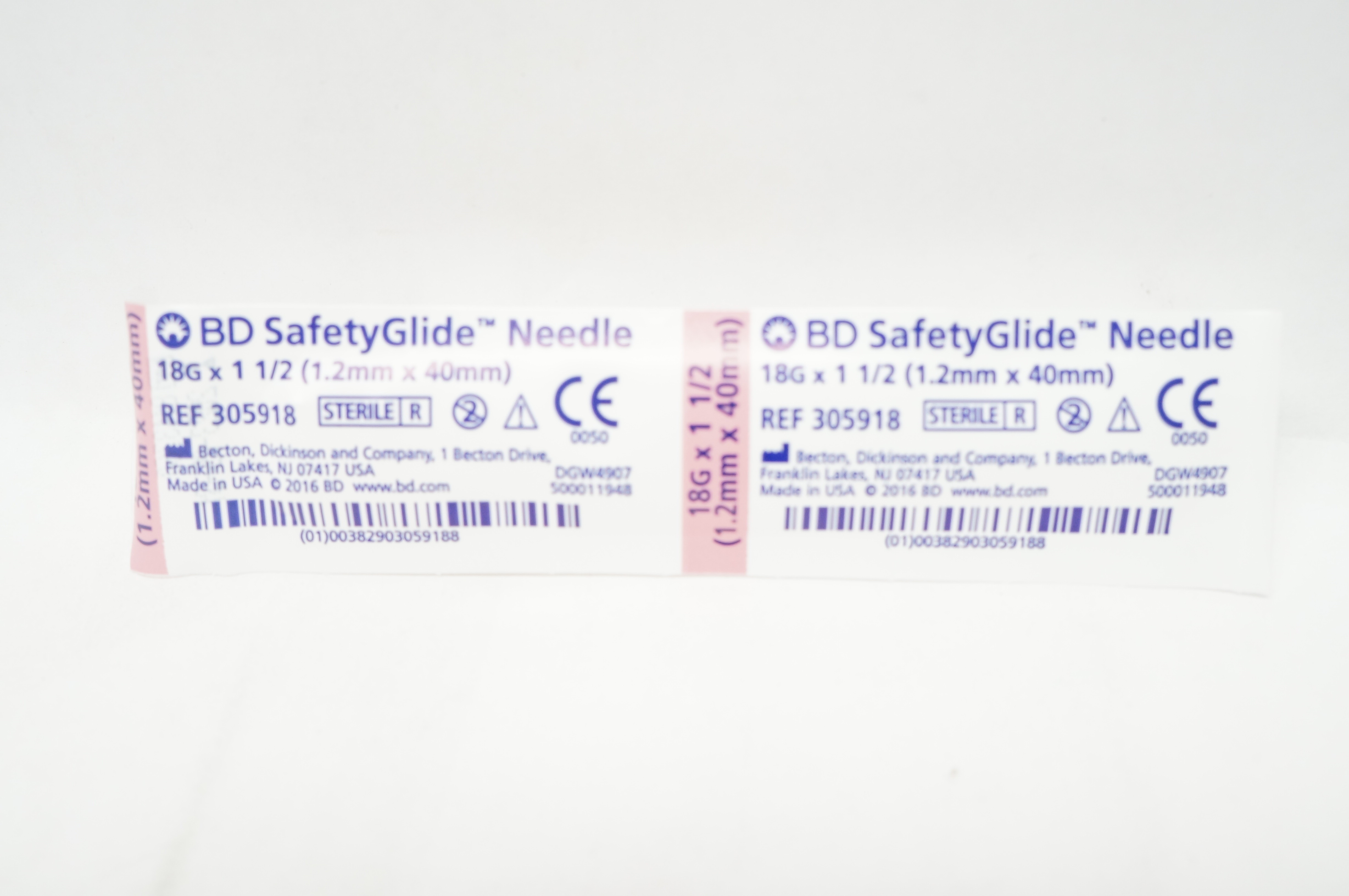 BD 305918 SafetyGlide Ndle 18G x 1-1/2 inch