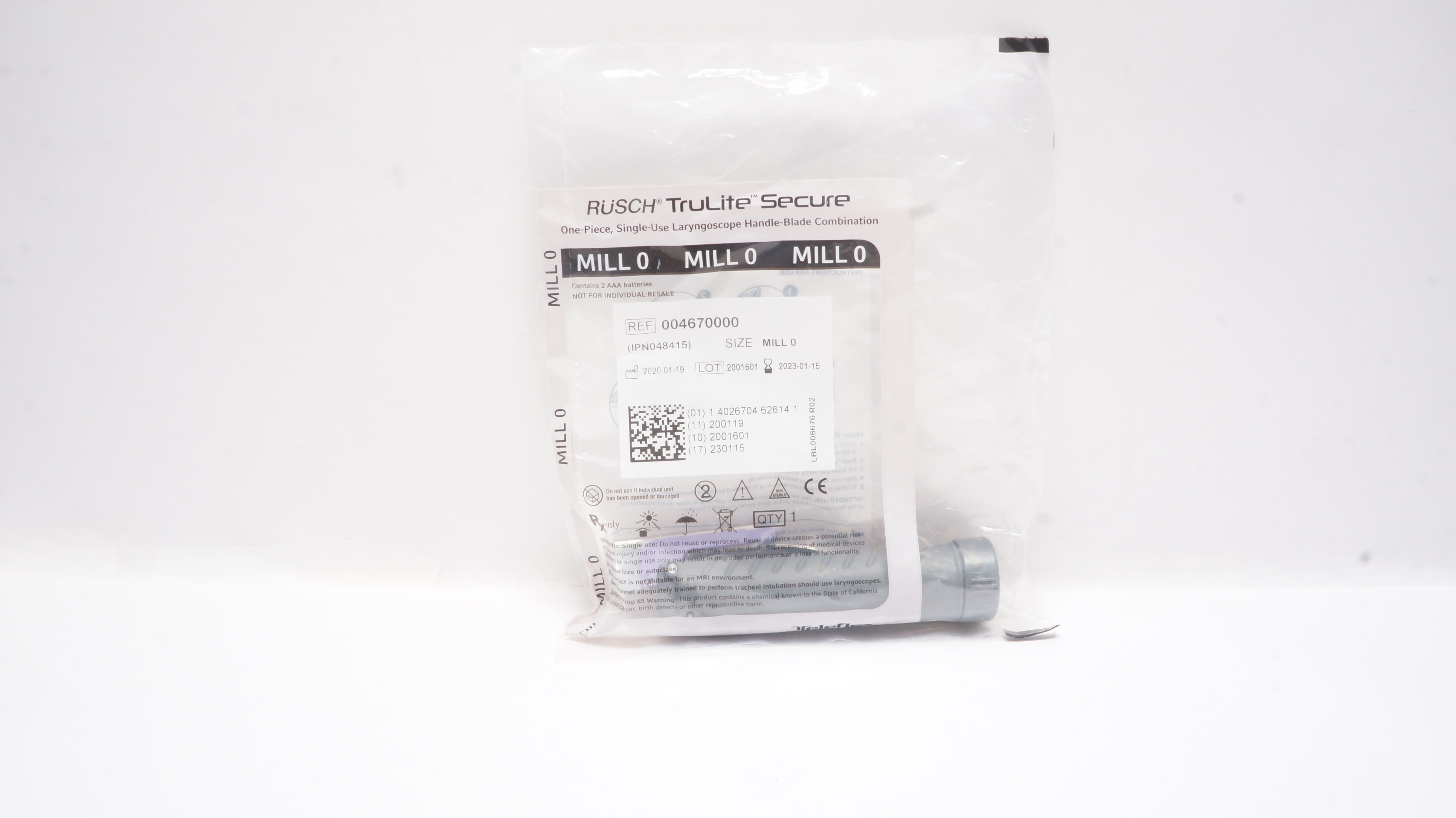 Teleflex 004670000 Rusch TruLite Secure Laryngoscope Handle-Blade, Mill 0 (x)