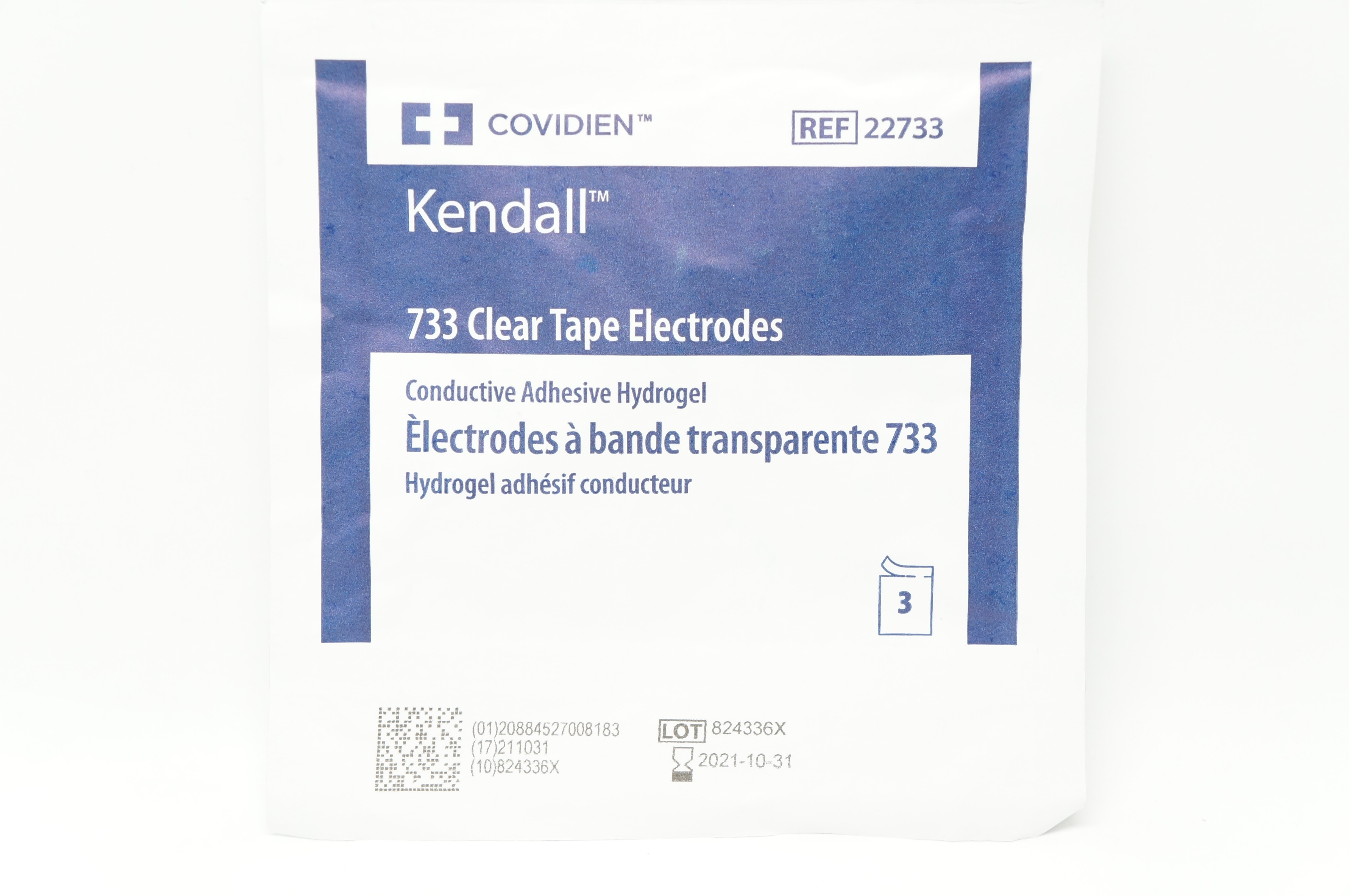 Covidien 22733 Kendall 733 Clear Tape Electrodes (x) - Pack of 3