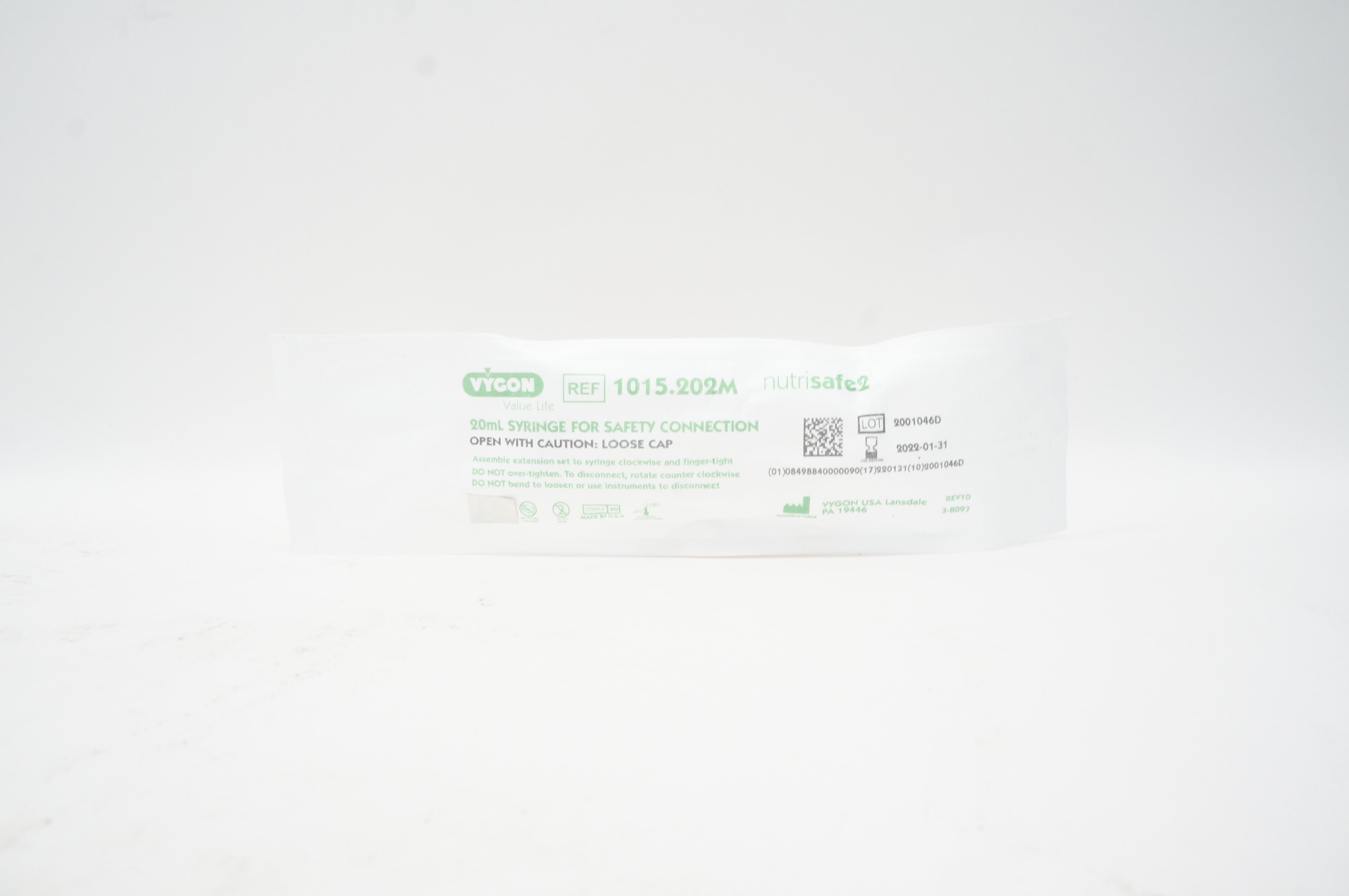 Vycon 1015.202M Nutrisafe 2 20ml Syringe for Safety Connection