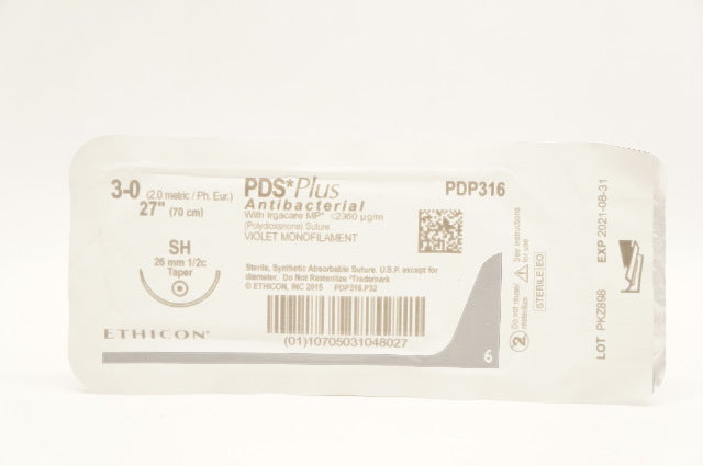 Ethicon PDP316 3-0 PDS Plus Stre W/ Irgacare MP SH 26mm 1/2c Taper 27inch (x)