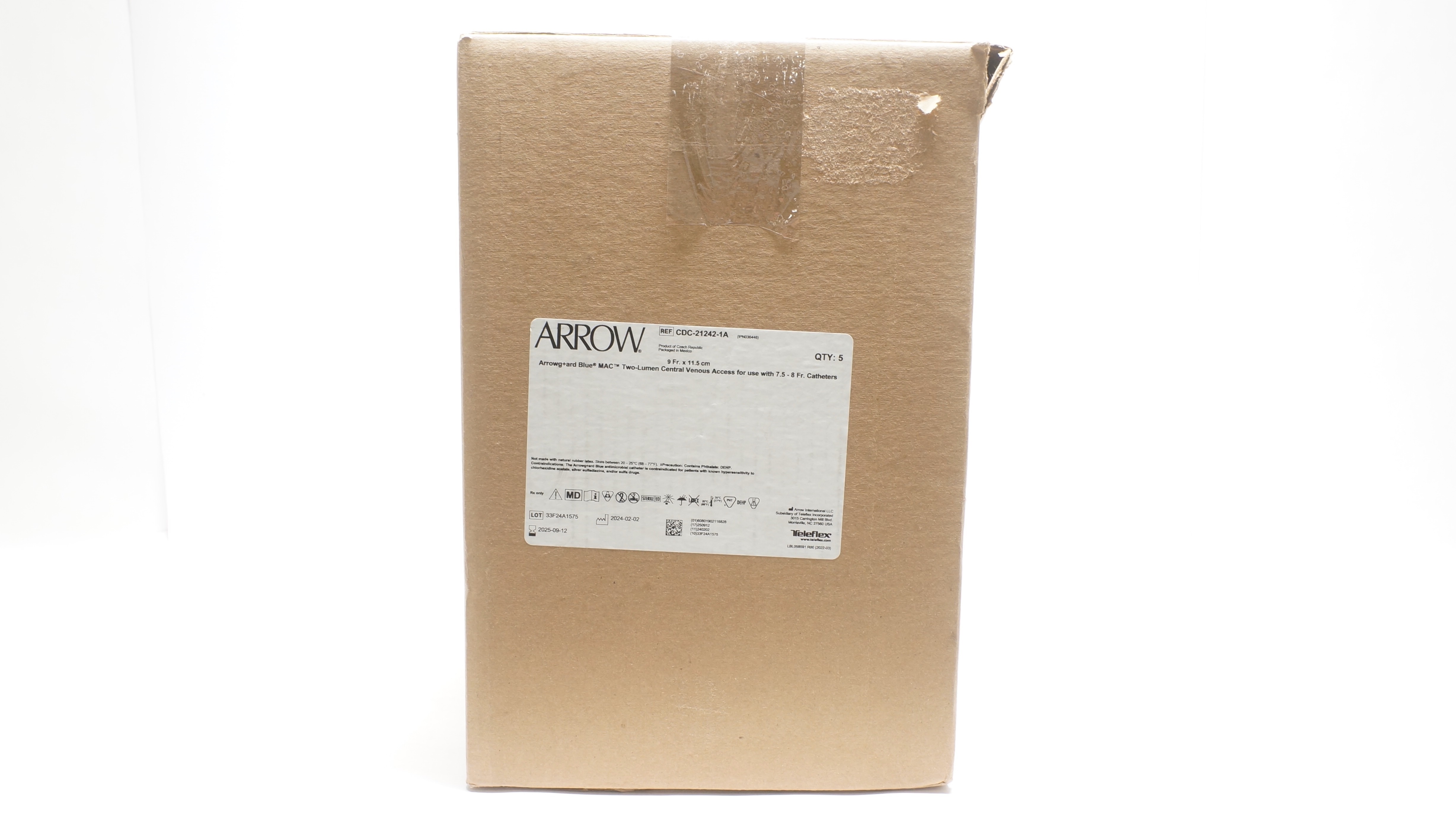 Arrow CDC-21242-1A AGB MAC Central Venous Access Kit 9Fr x 11.5cm (x)-Box of 5