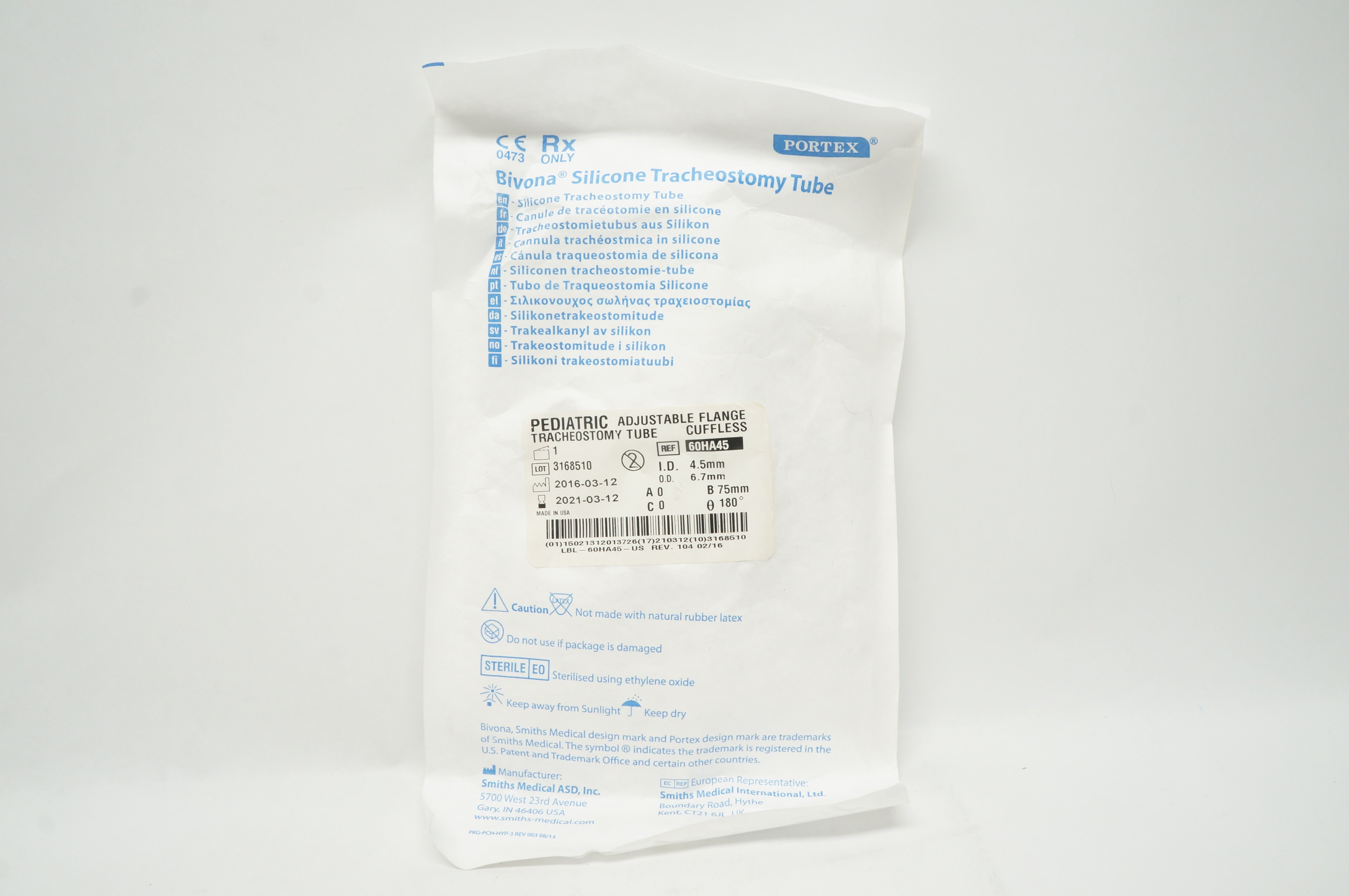 Smith Medical 60HA45 Bivona Silicone Tracheostomy Tube (x)