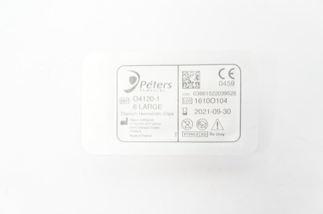 Peters Surgical 04120-1 Large Titanium Hemostatic Clips (x) - Pack of 6
