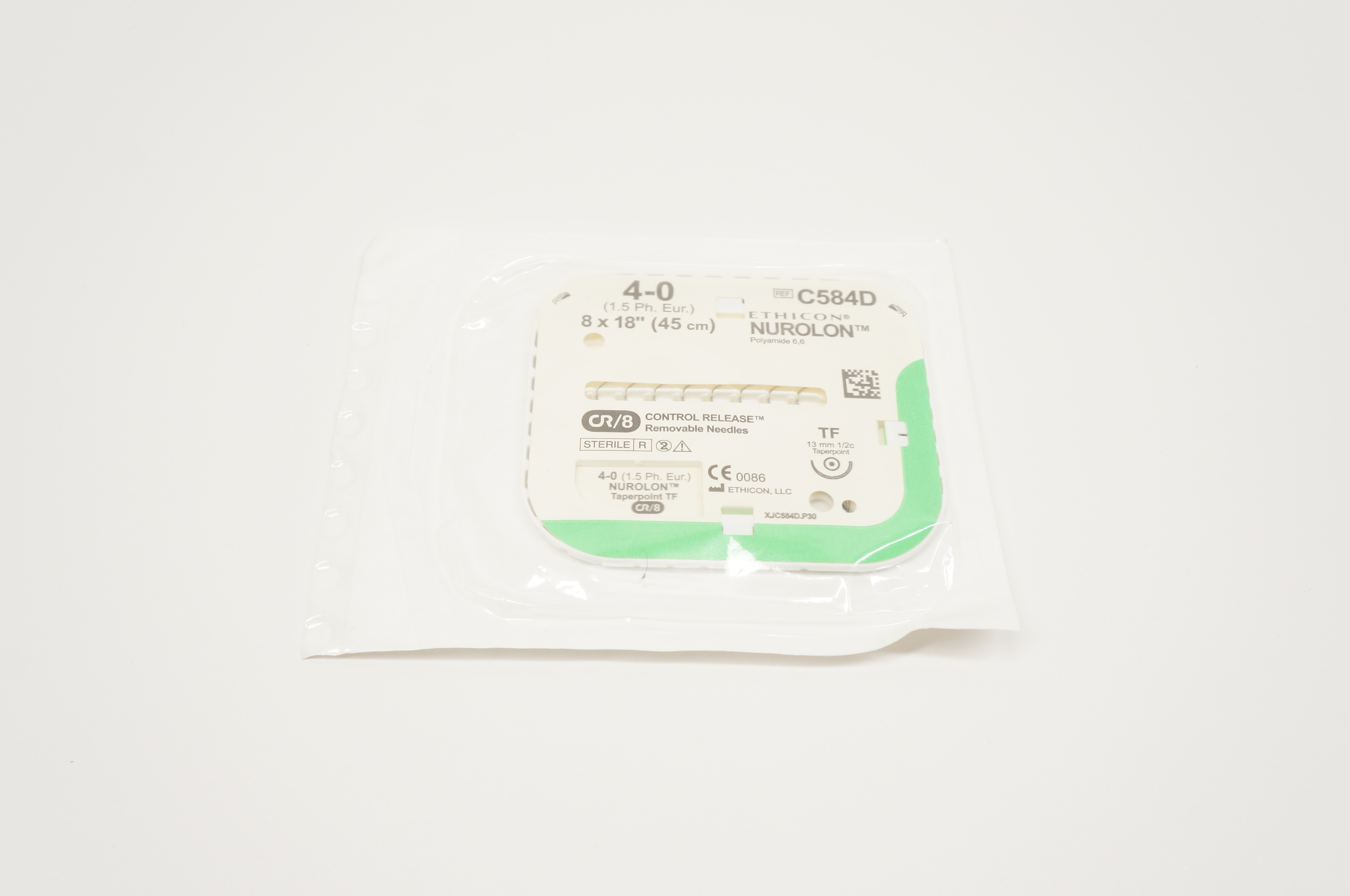 Ethicon C584D 4-0 NUROLON, TF, 13mm 1/2c Taperpoint, 8 x 18inch