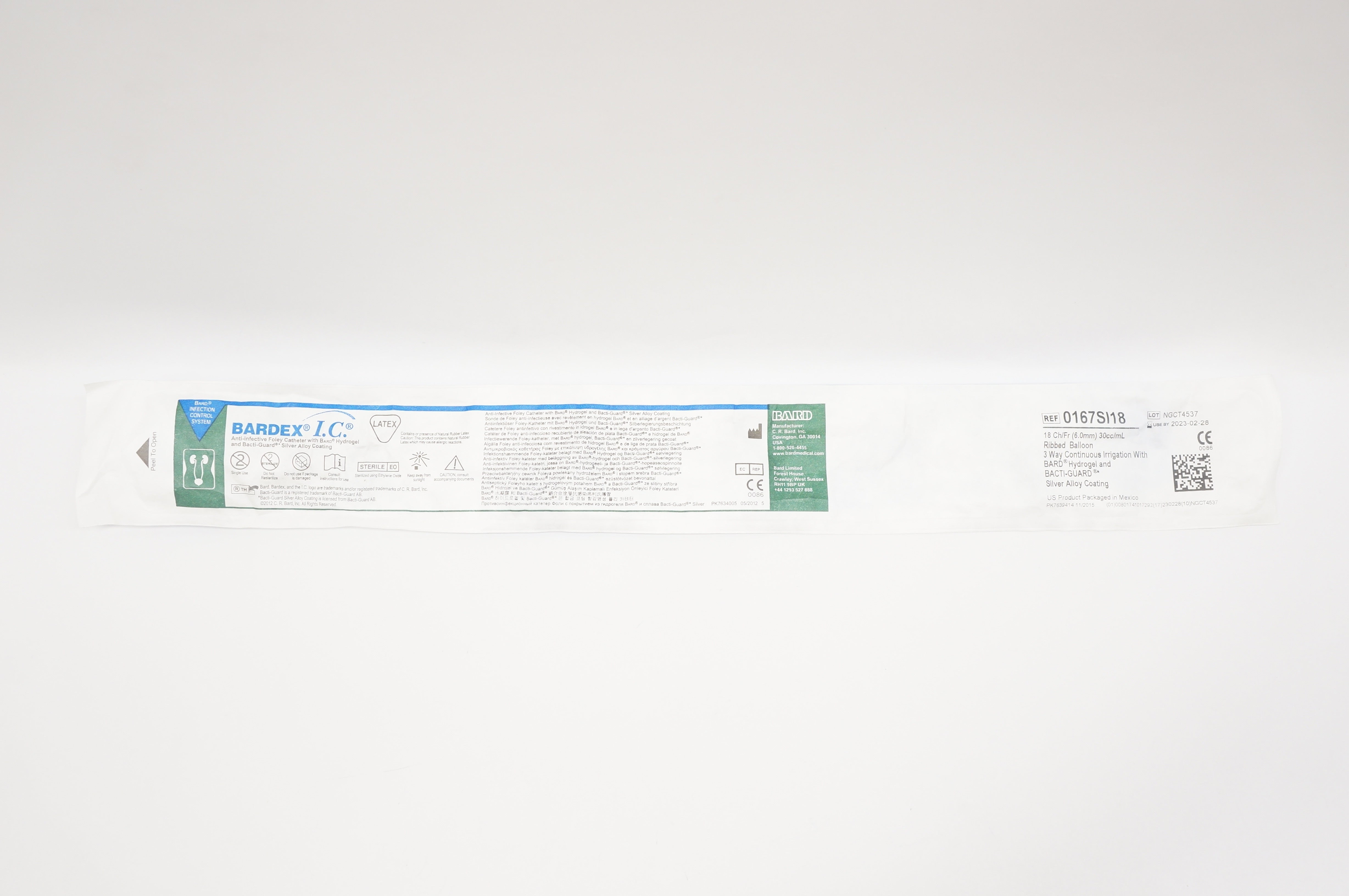 Bard 0167SI18 Bardex I.C. Infection Control 3-Way Foley Cath 18Fr 30cc (x)