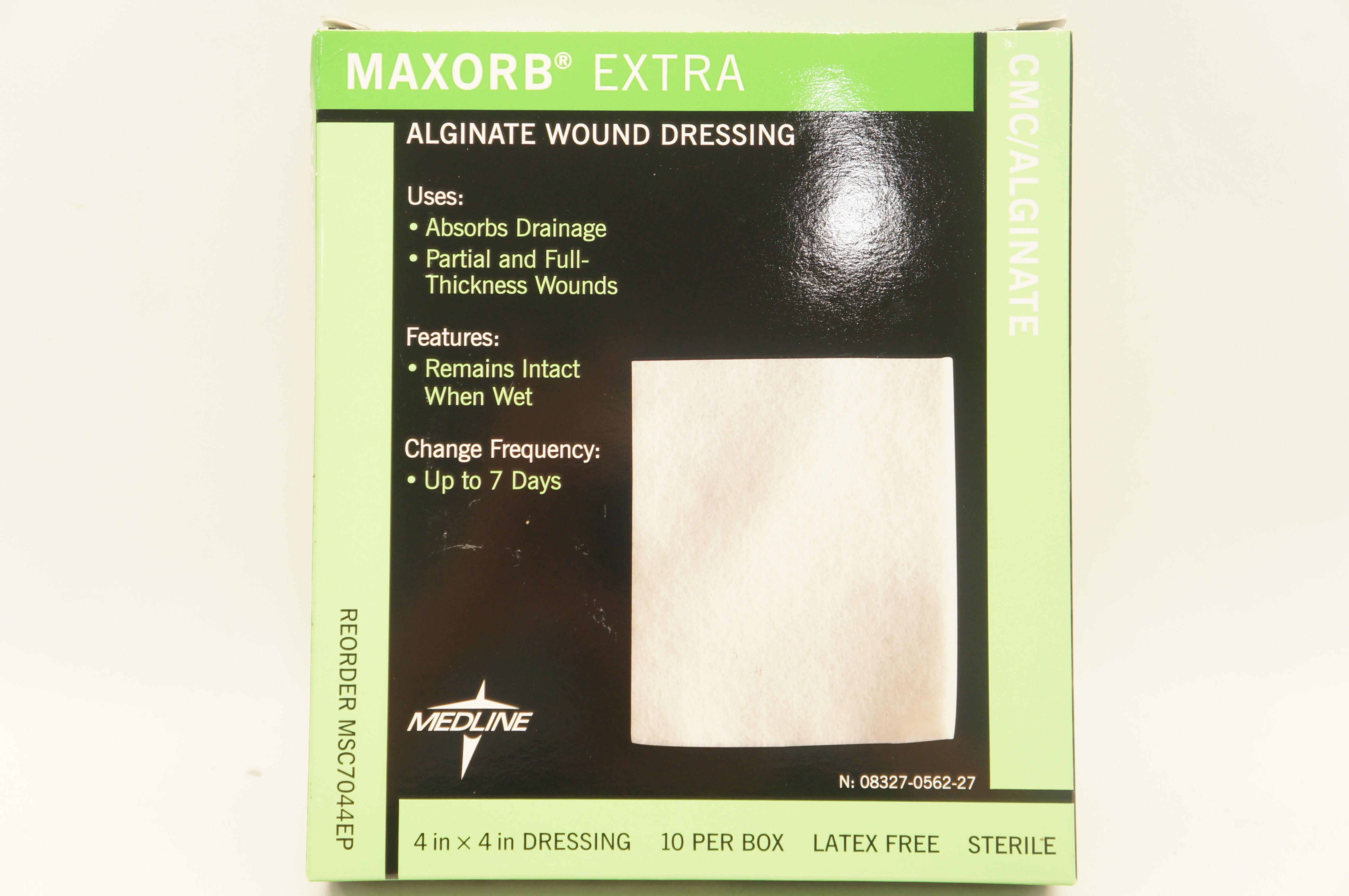 Medline MSC7044EP MAXORB Extra Alginate Wound Dressing 4 x 4inch - Box of 10