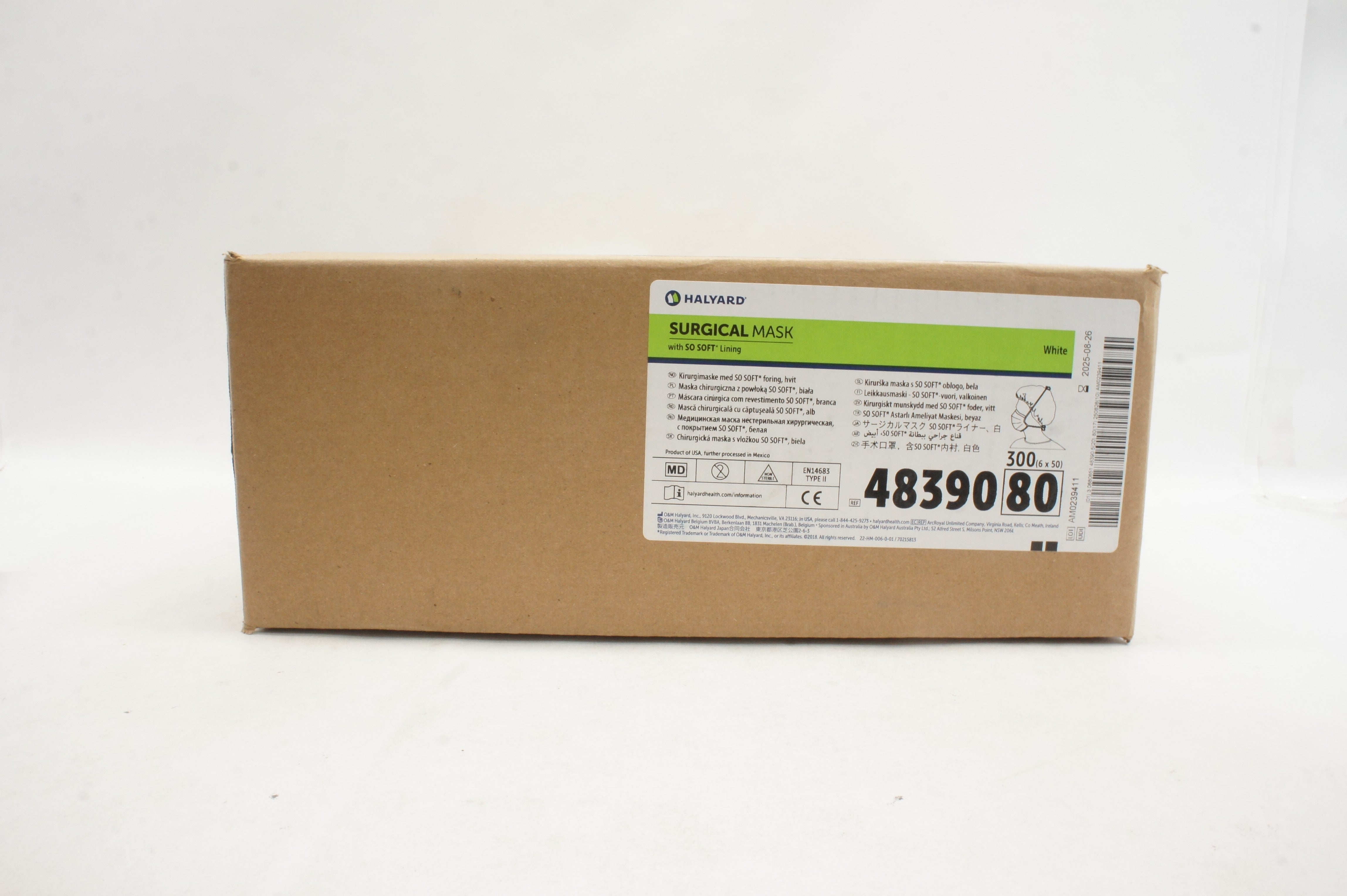Halyard 48390 Surgical Mask With SO SOFT Lining, White - Box of 300