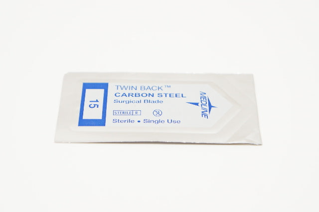 Medline RL10AHZ Twin Back Carbon Steel Surgical Blade, 15