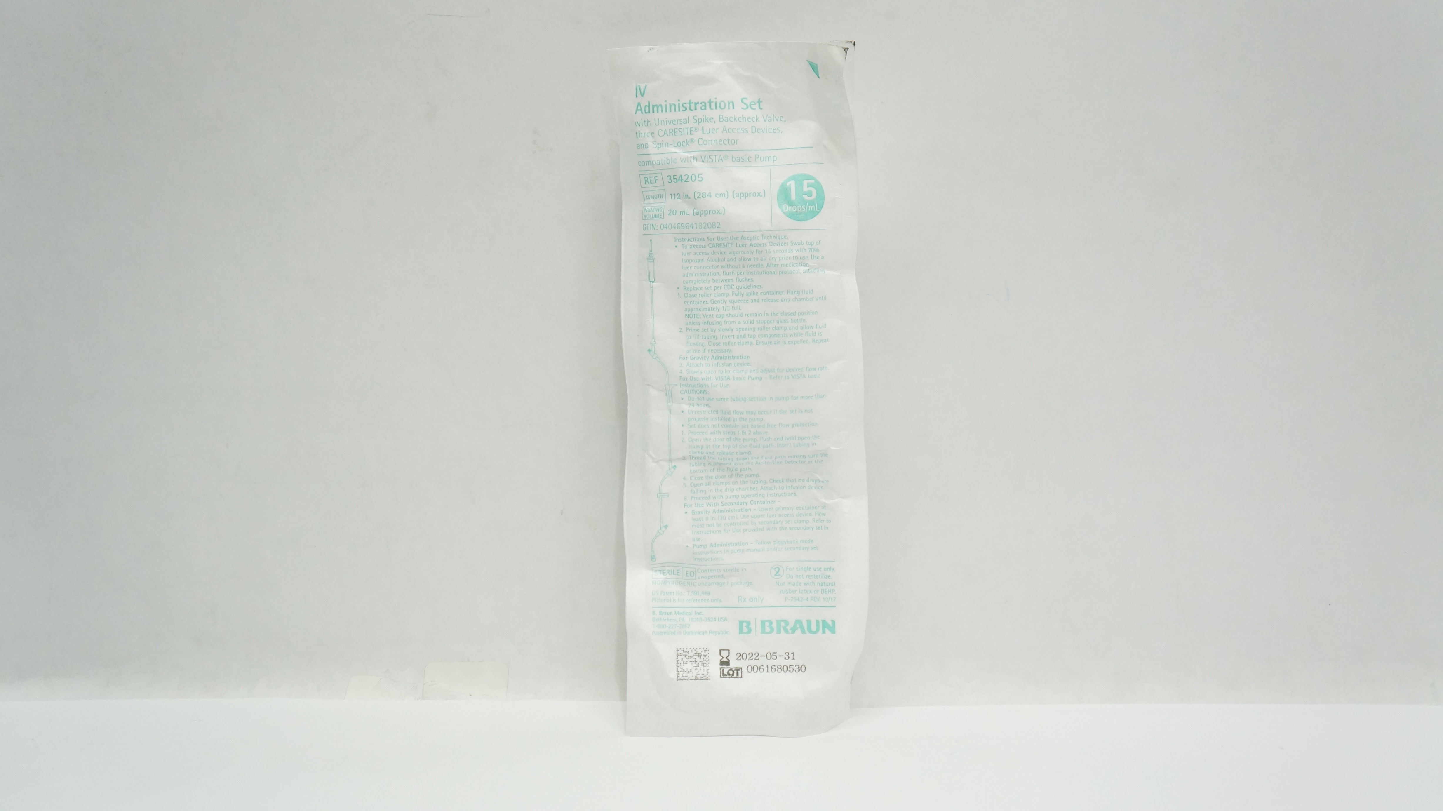 Braun 354205 IV Administration Set 112inch x 20mL 15Drops/mL (x)